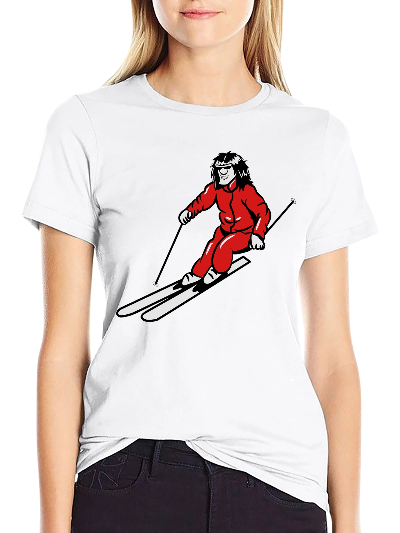 Black Retro Ski T-Shirt - Black Cotton Blend view 9