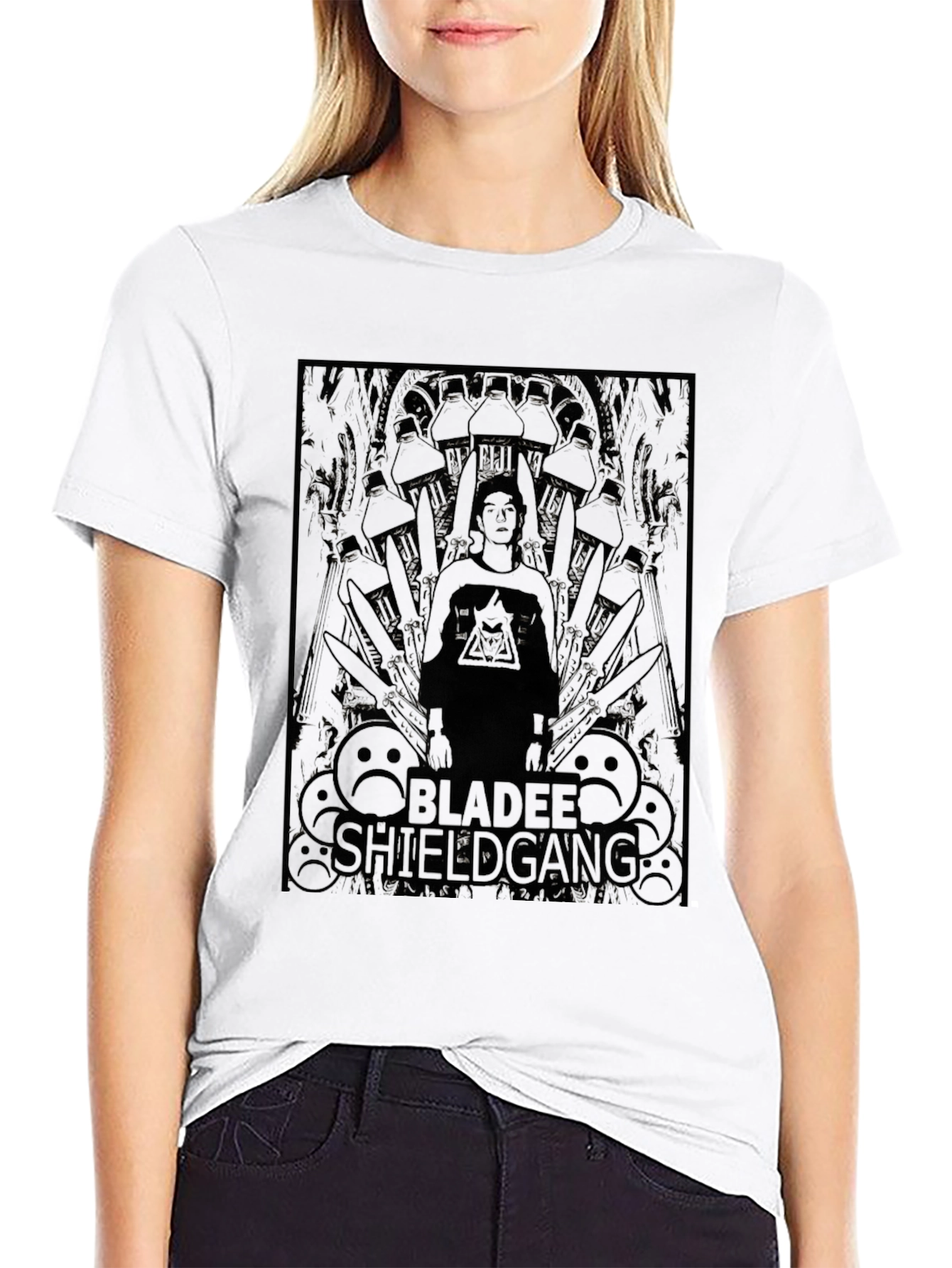 Black Bladee Shield Gang Graphic T-Shirt view 9