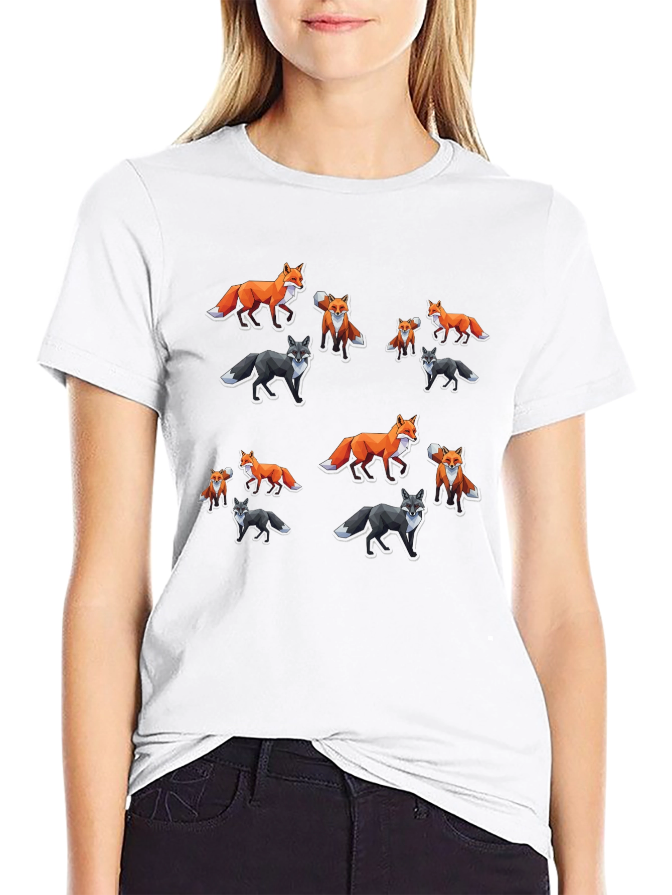 Black Fox Graphic Black T-Shirt, Unique Design view 9