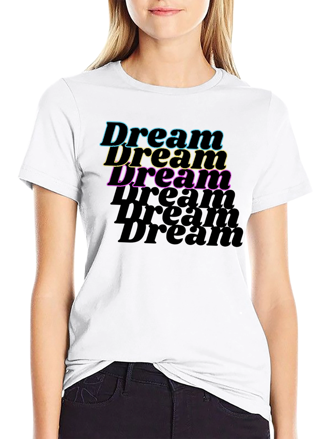Black Dream Text Graphic Black T-Shirt view 9