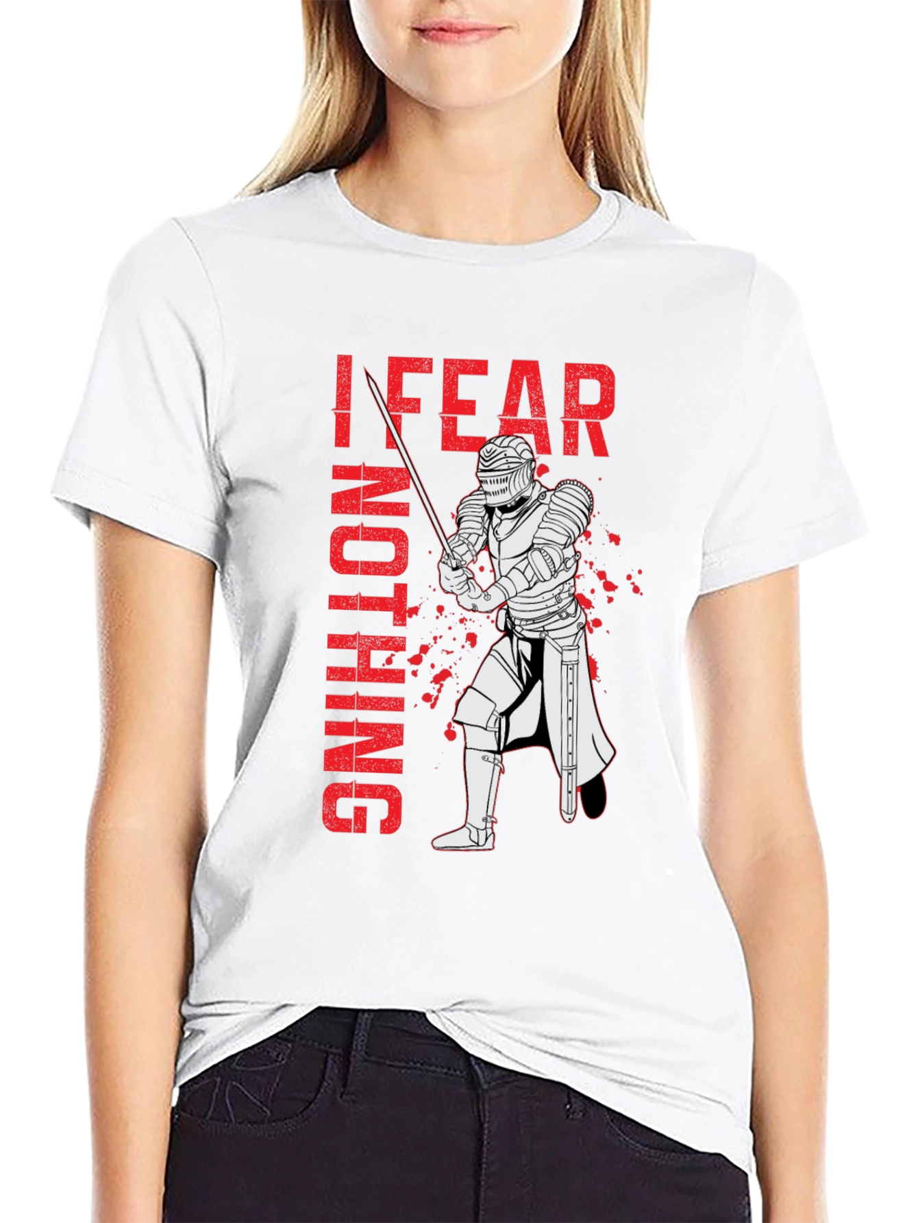 Black I Fear Nothing Graphic Tee - Knight Design view 9