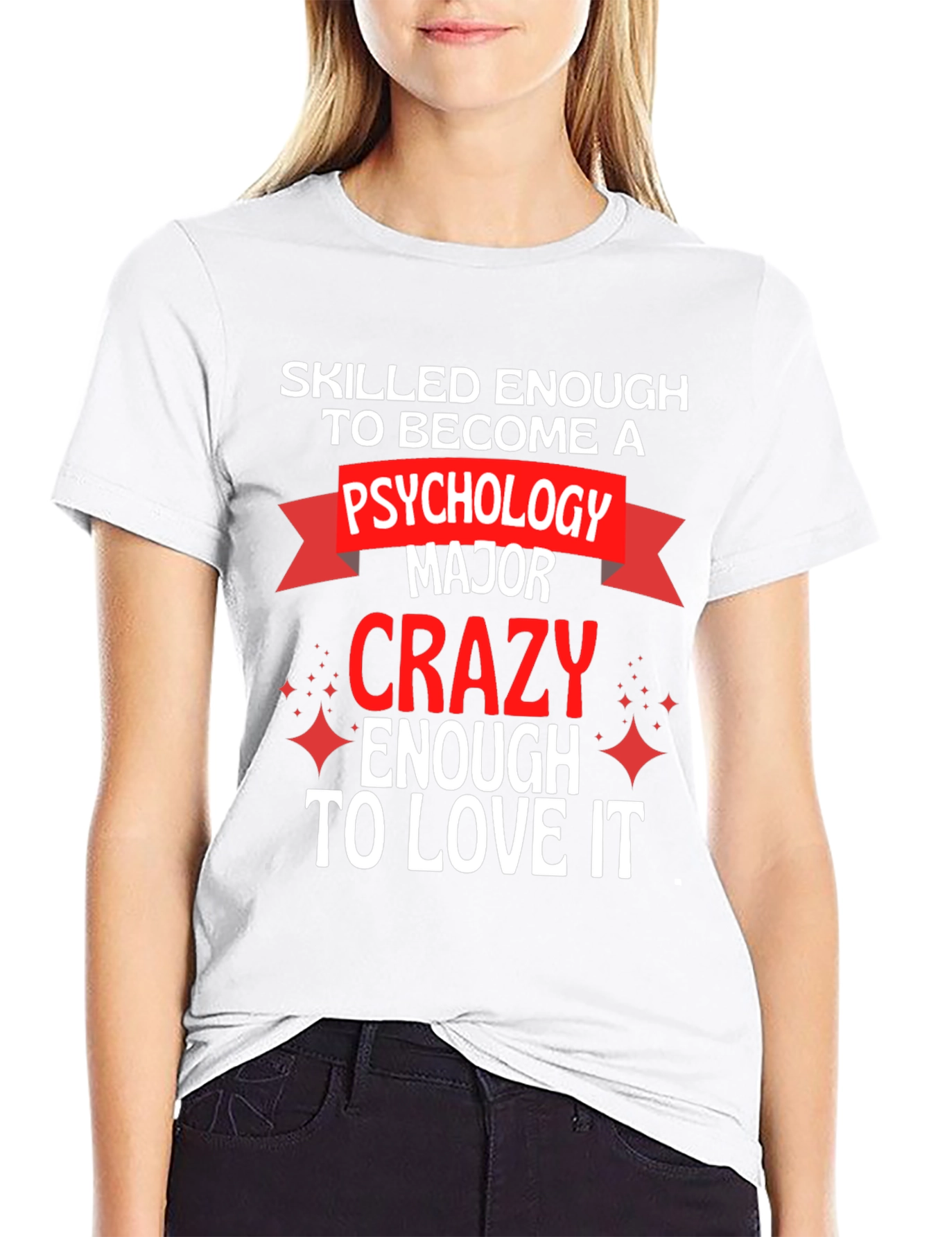 Black Psychology Major T-Shirt - Skilled & Crazy Enough view 9