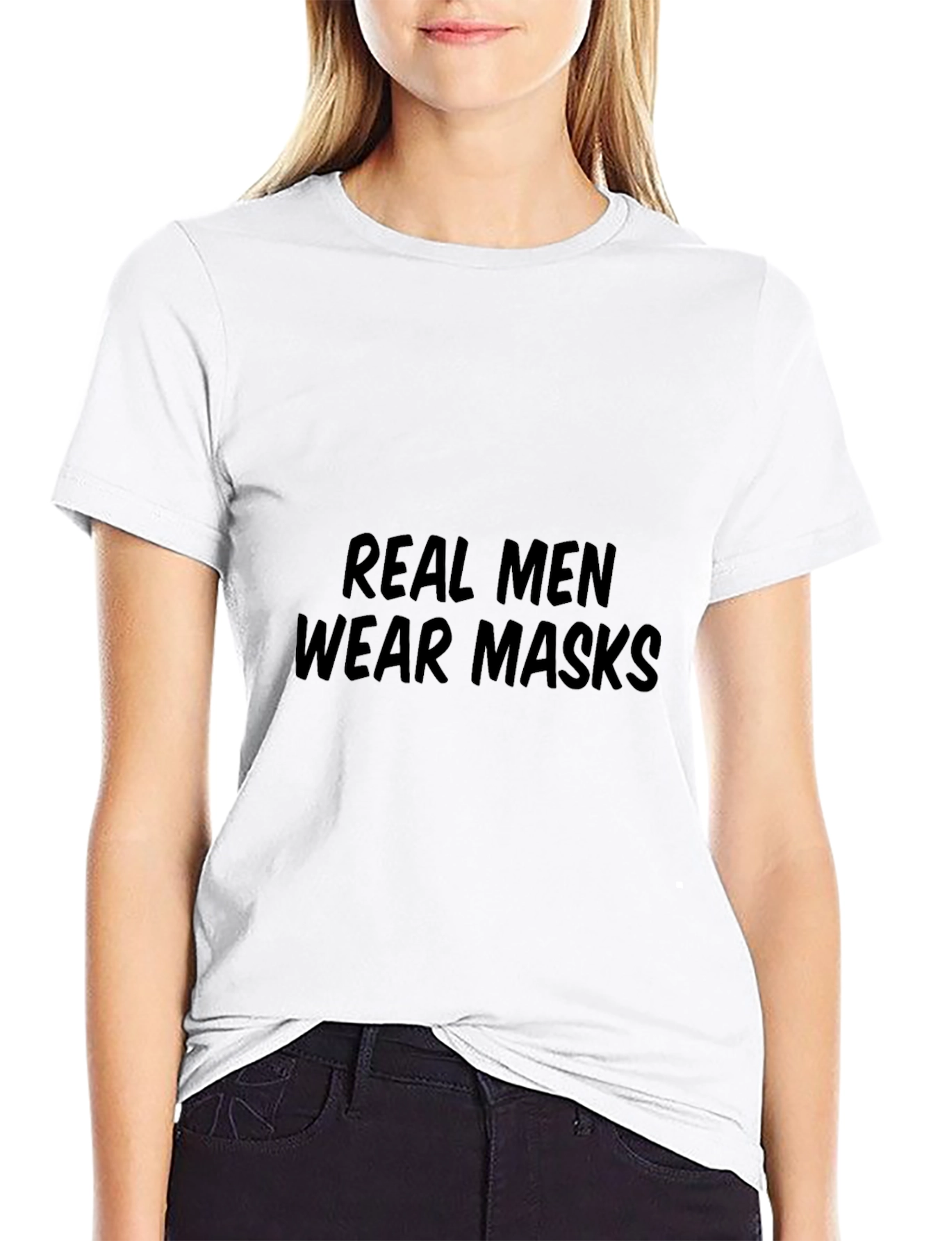 Black Real Men Wear Masks T-Shirt view 9