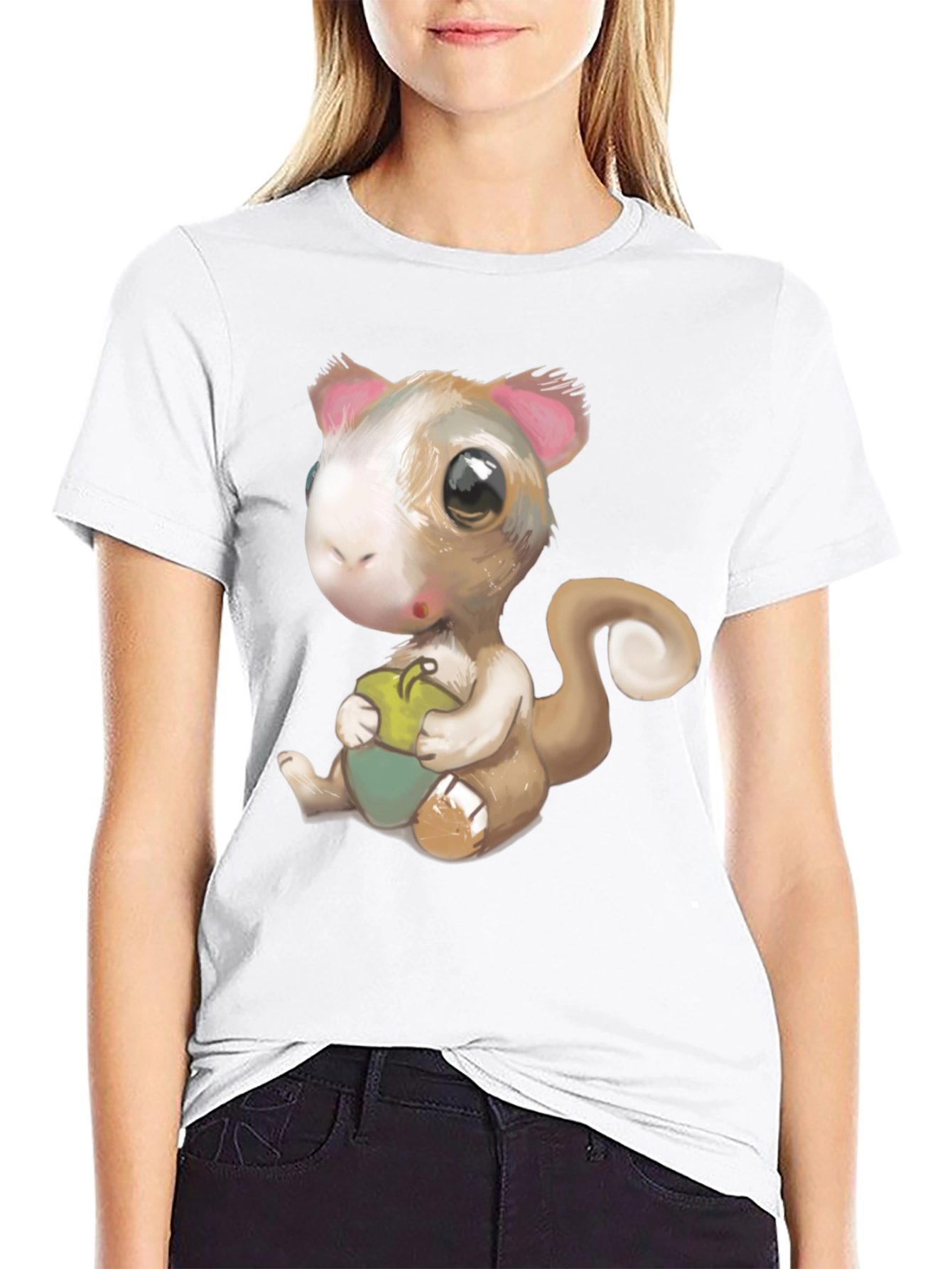 Black Cute Squirrel Graphic T-Shirt view 9
