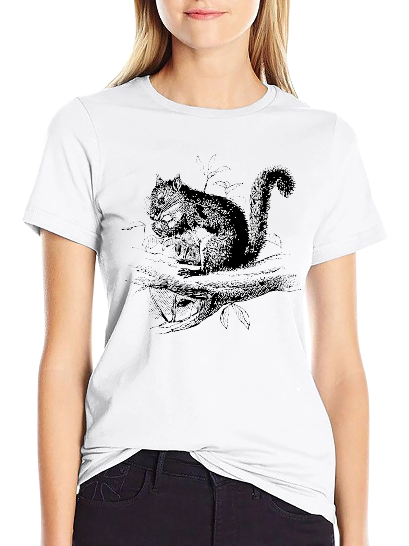 Black Squirrel Graphic Black T-Shirt view 9