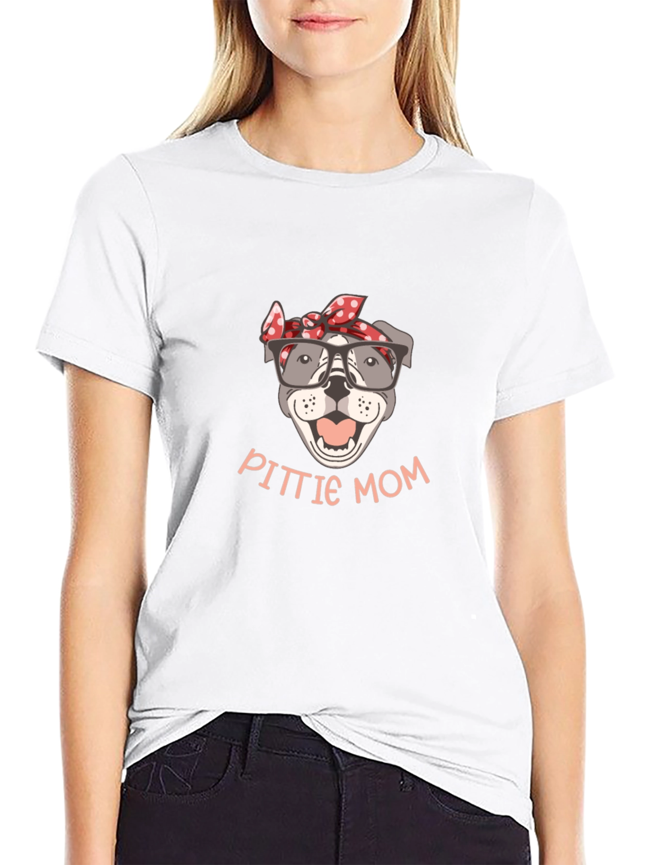 Black PITTIE MOM T-Shirt - Dog Lover Tee view 9