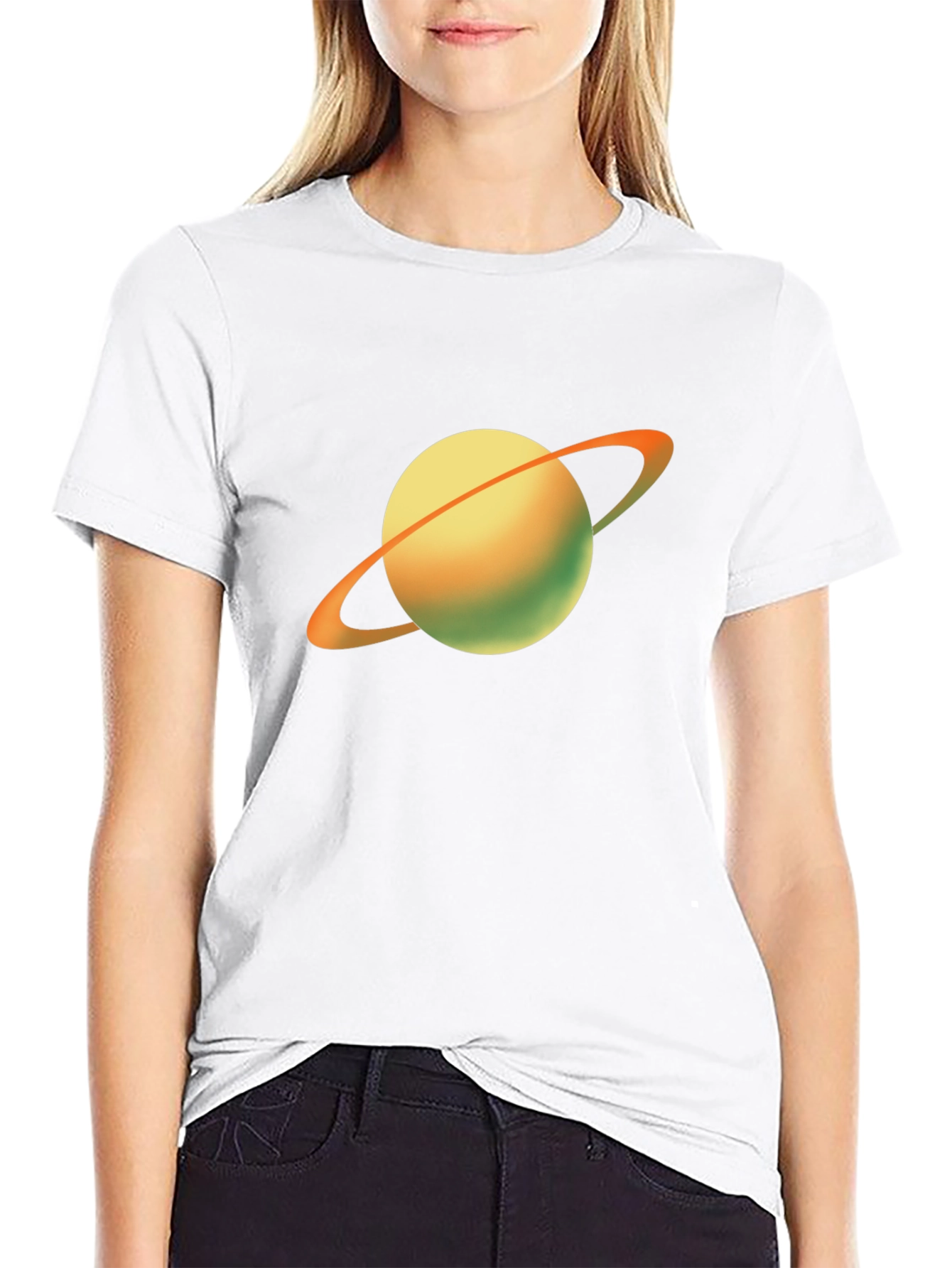 Black Saturn Graphic T-Shirt - Black Cotton Blend view 9