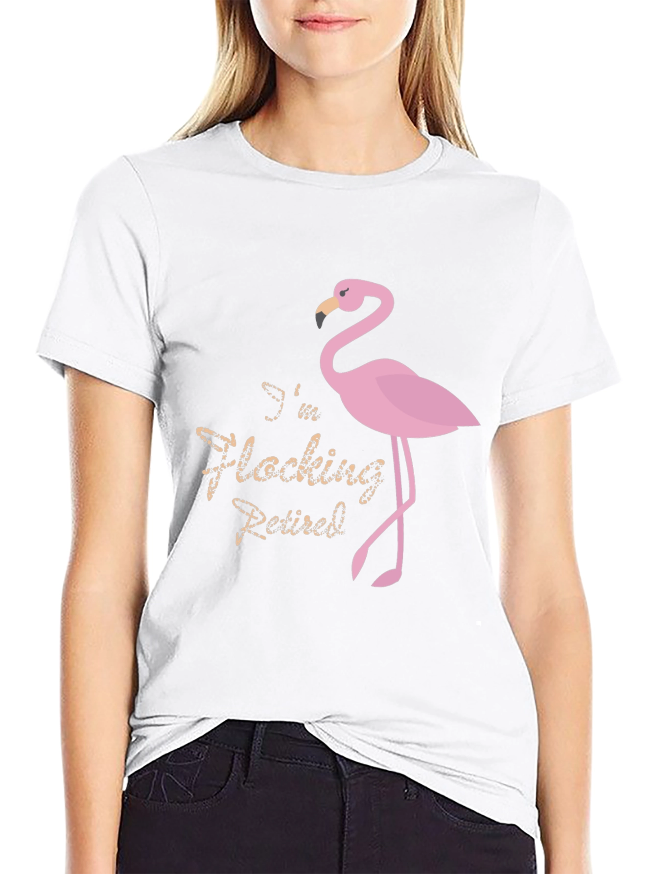 Black Funny Flamingo Retired T-Shirt view 9