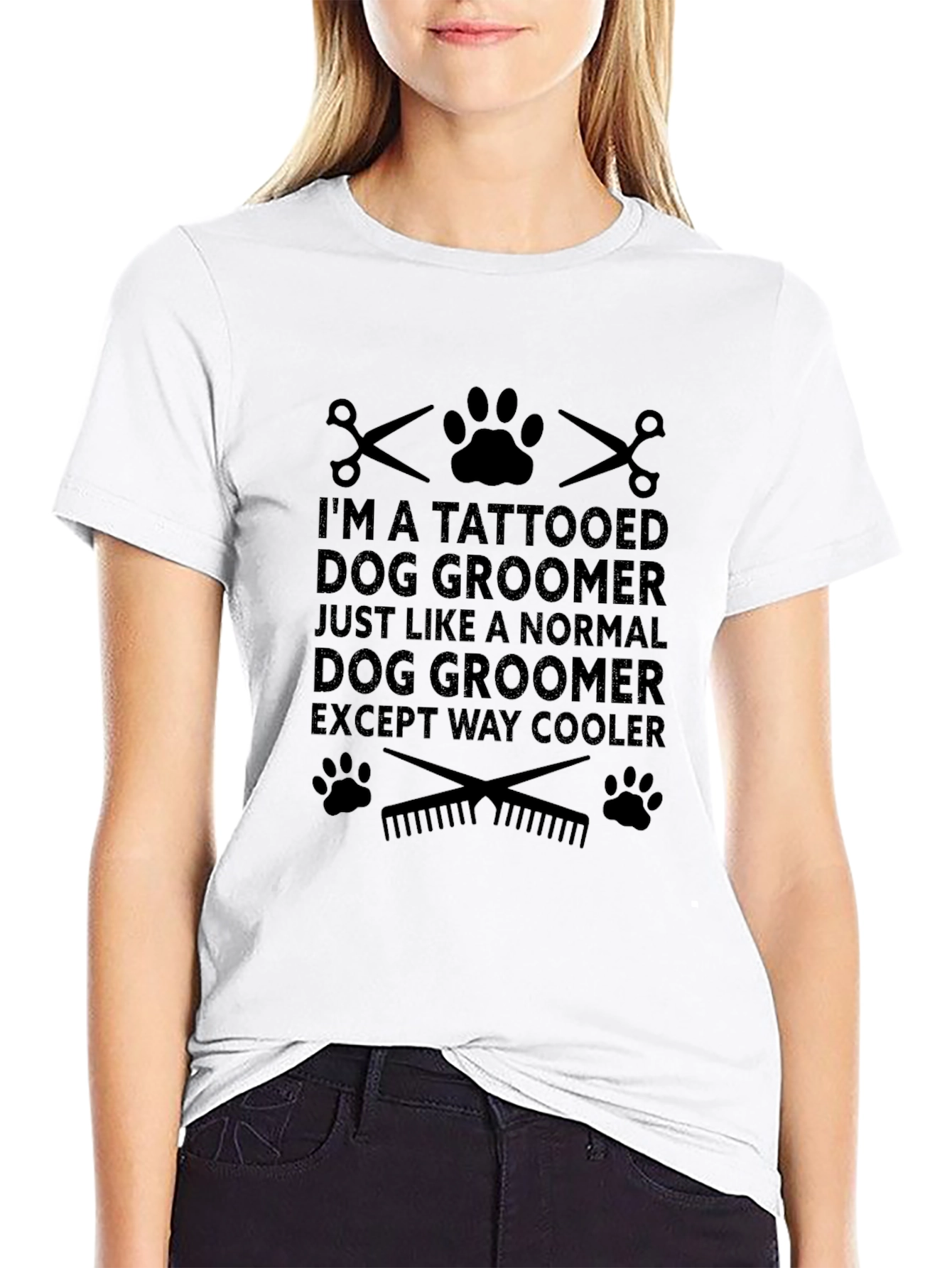 Black Tattooed Dog Groomer Black Graphic T-Shirt view 9