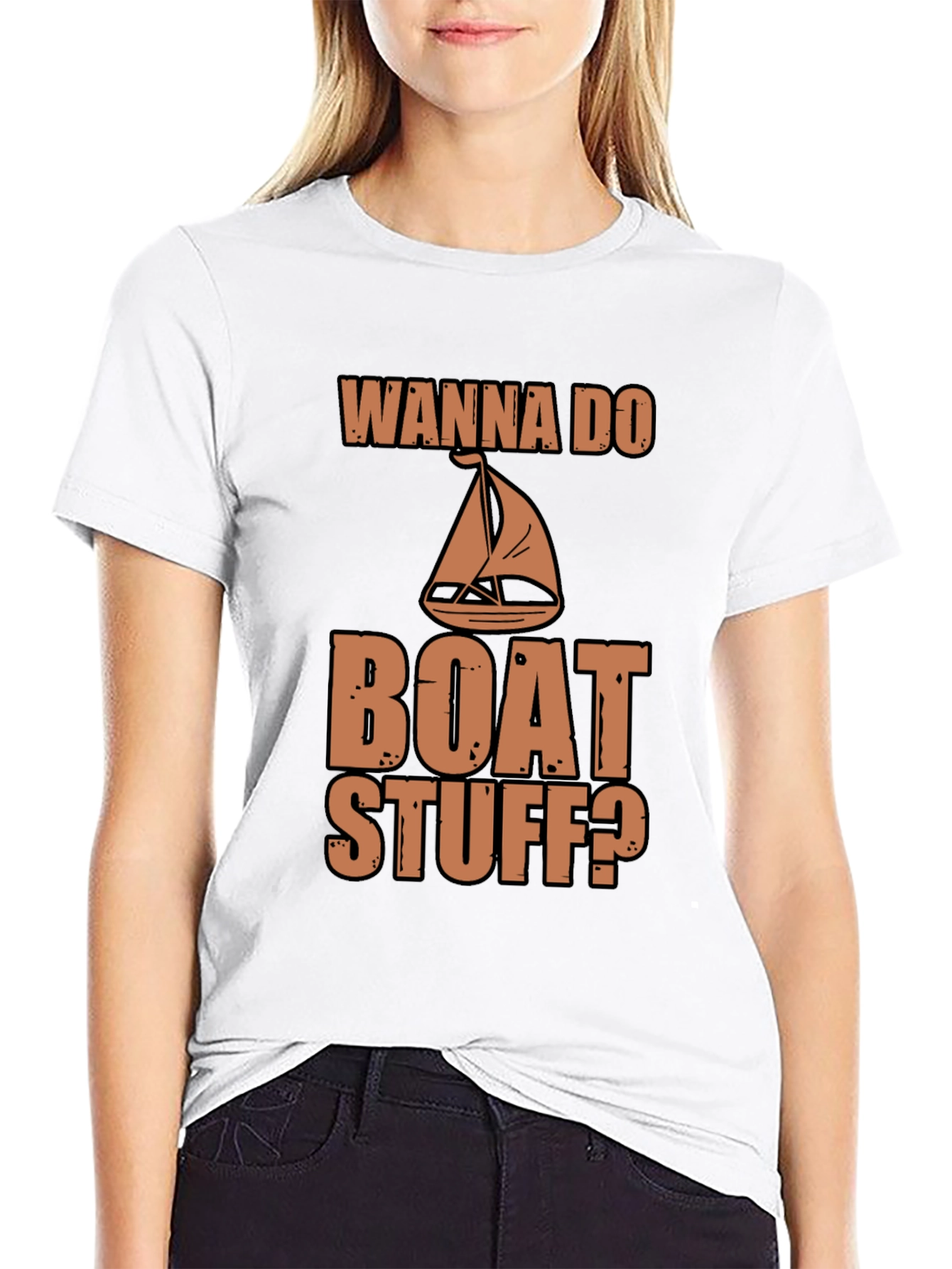 Black Wanna Do Boat Stuff? Graphic Tee view 9