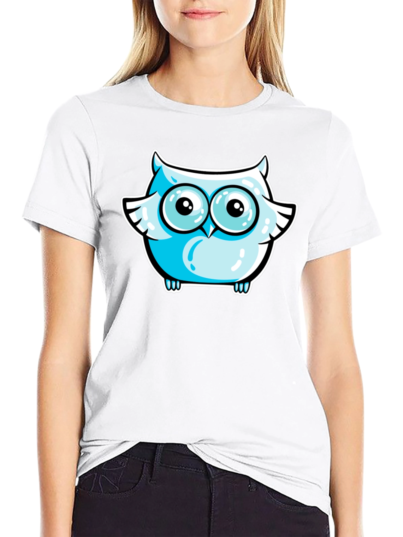 Black Cool Owl Graphic Tee - Black view 9