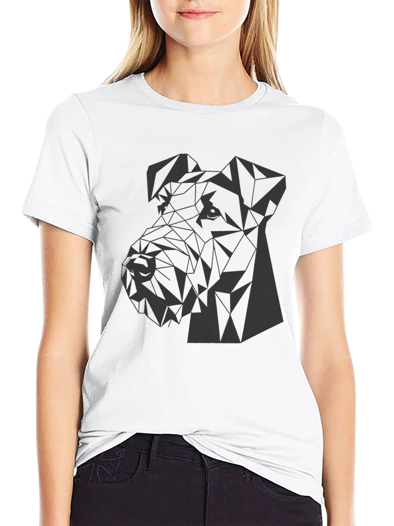 Black Geometric Dog Graphic Tee - Modern Style view 9