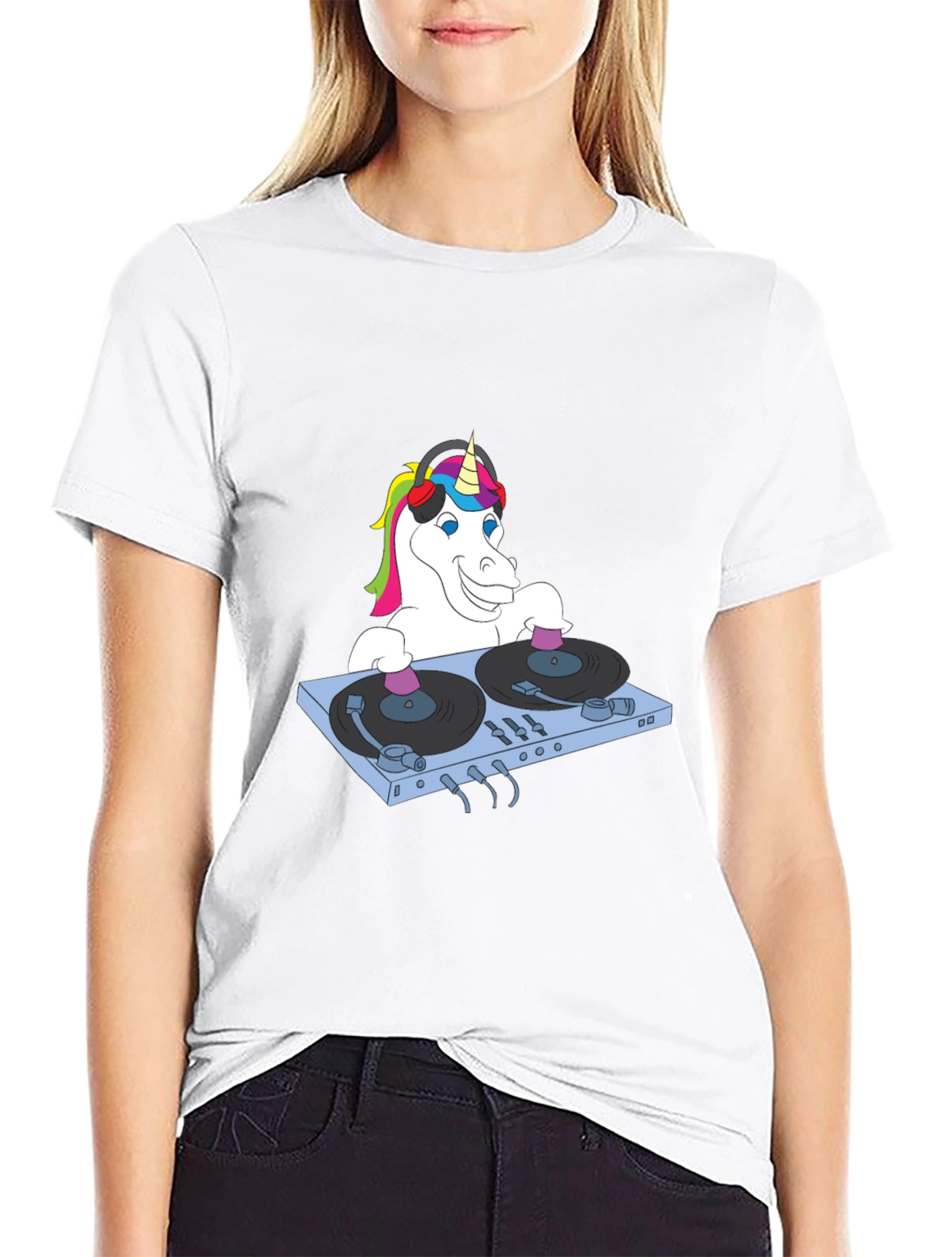 Black DJ Unicorn Graphic T-Shirt - Funky Music Lover Tee view 9