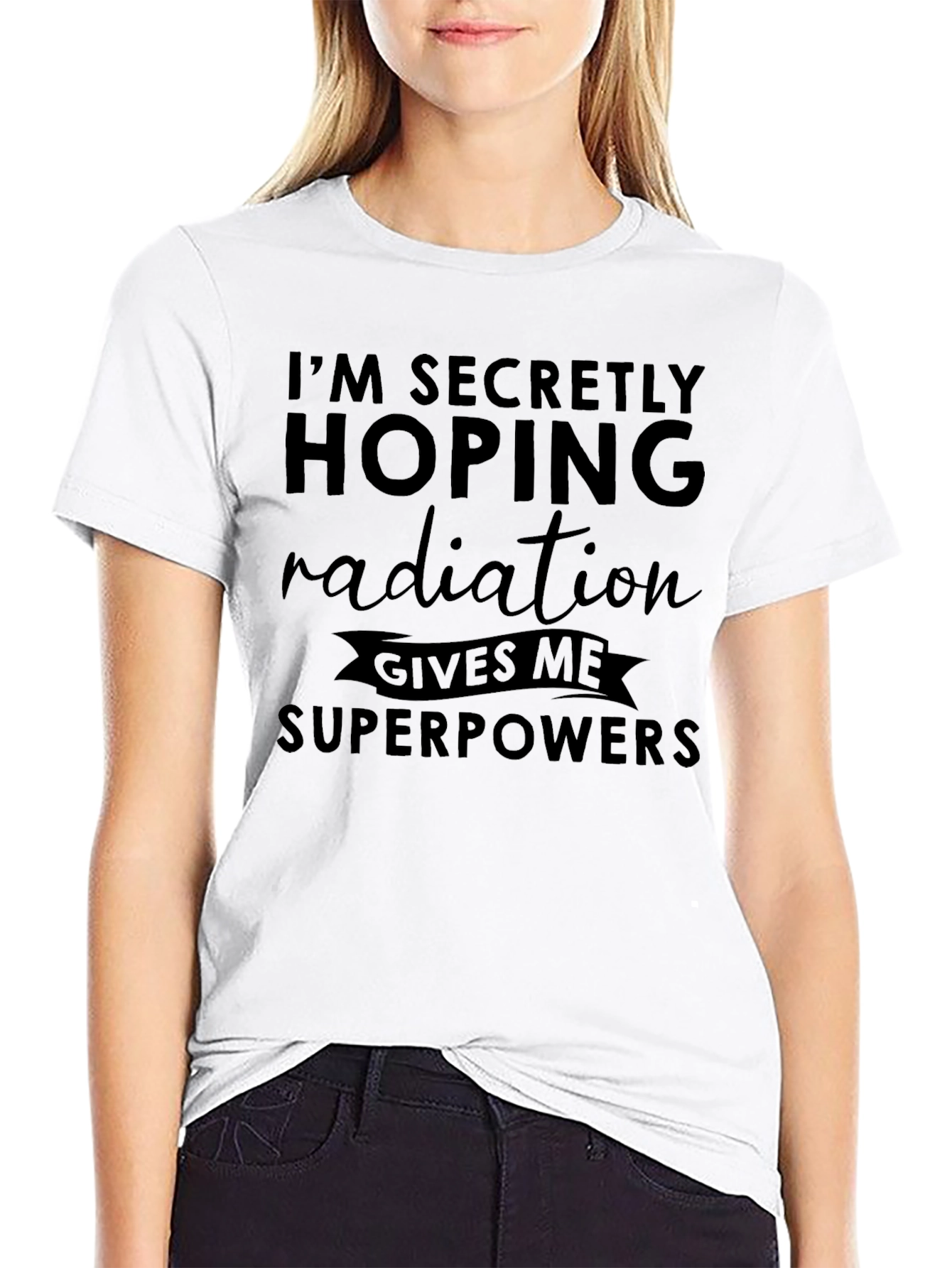 Black Radiation Superpowers Funny Graphic Tee view 9