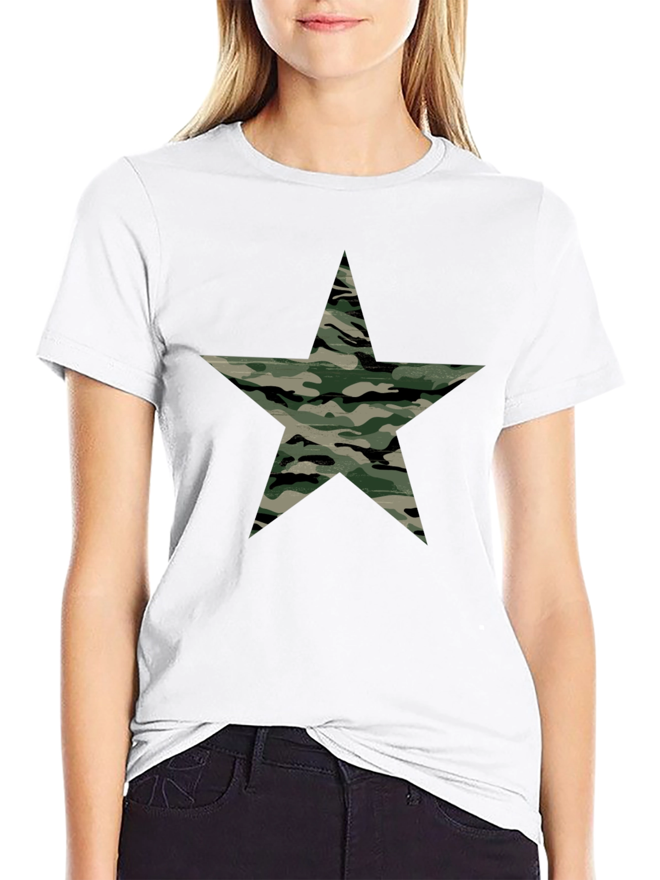 Black Camo Star Graphic Black T-Shirt view 9