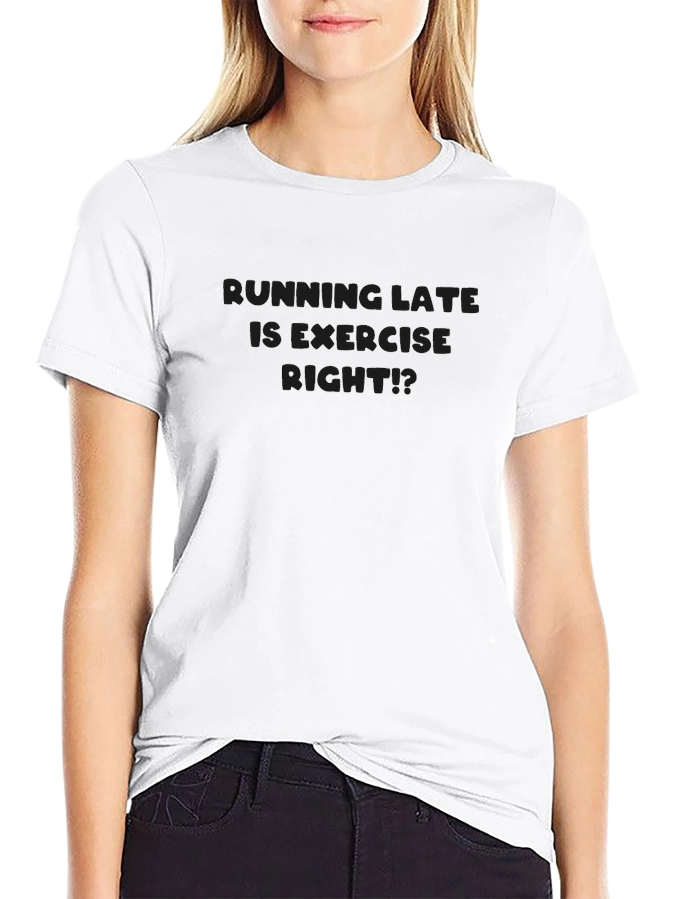 Black Funny Running Late Exercise T-Shirt view 9