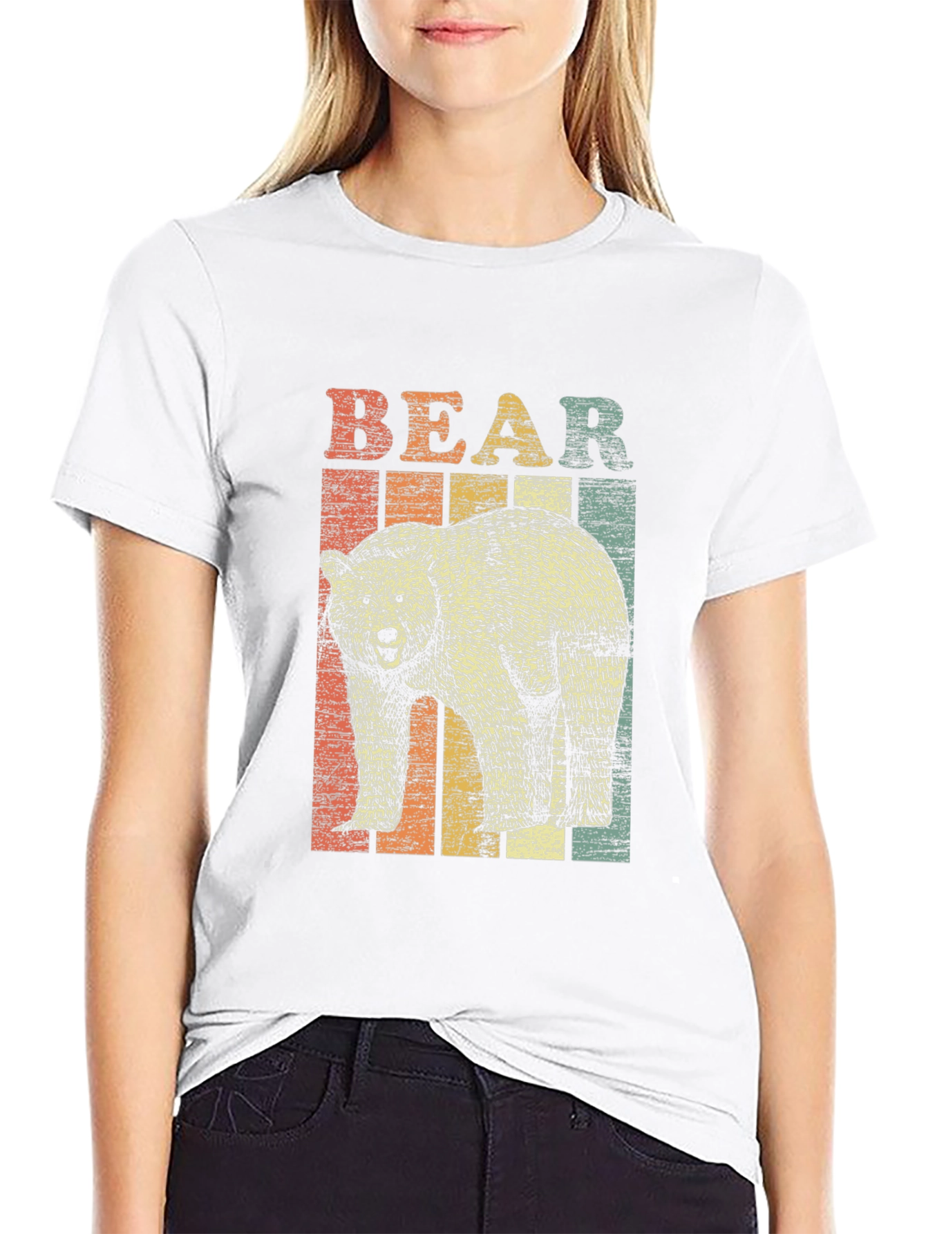 Black Retro Bear Graphic T-Shirt - Unisex Black Tee view 9