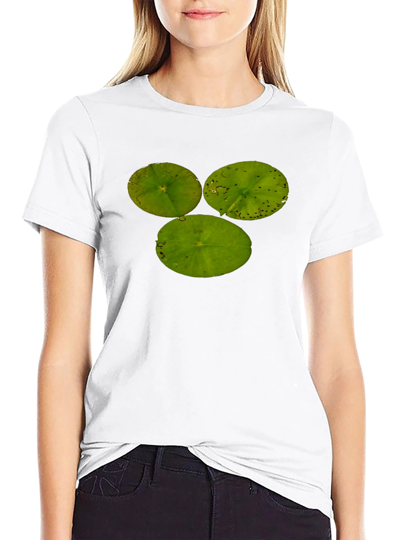 Black Lily Pad Trio Black T-Shirt - Nature Inspired Tee view 9