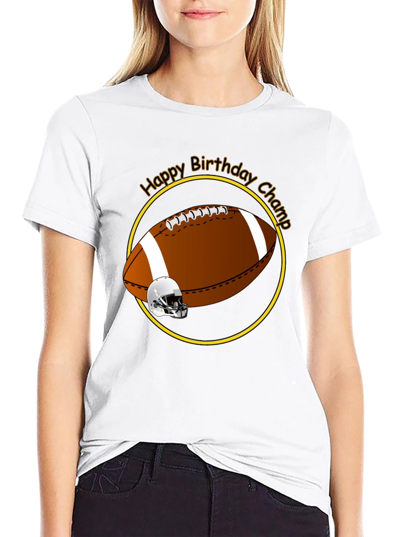 Black Birthday Football Champ T-Shirt view 9