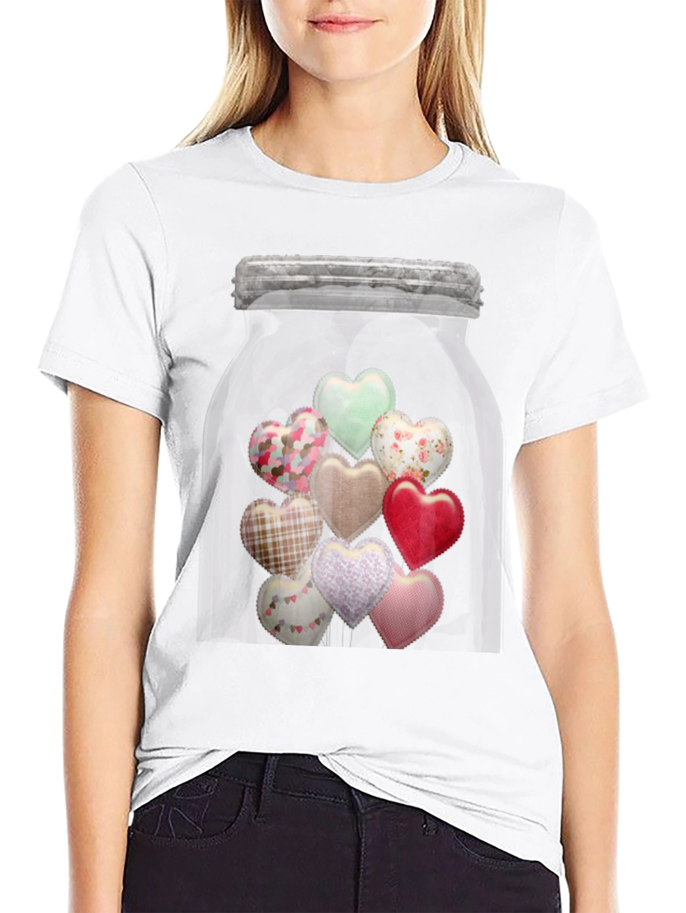 Black Jar of Hearts Graphic Tee - Lovecore Aesthetic view 9