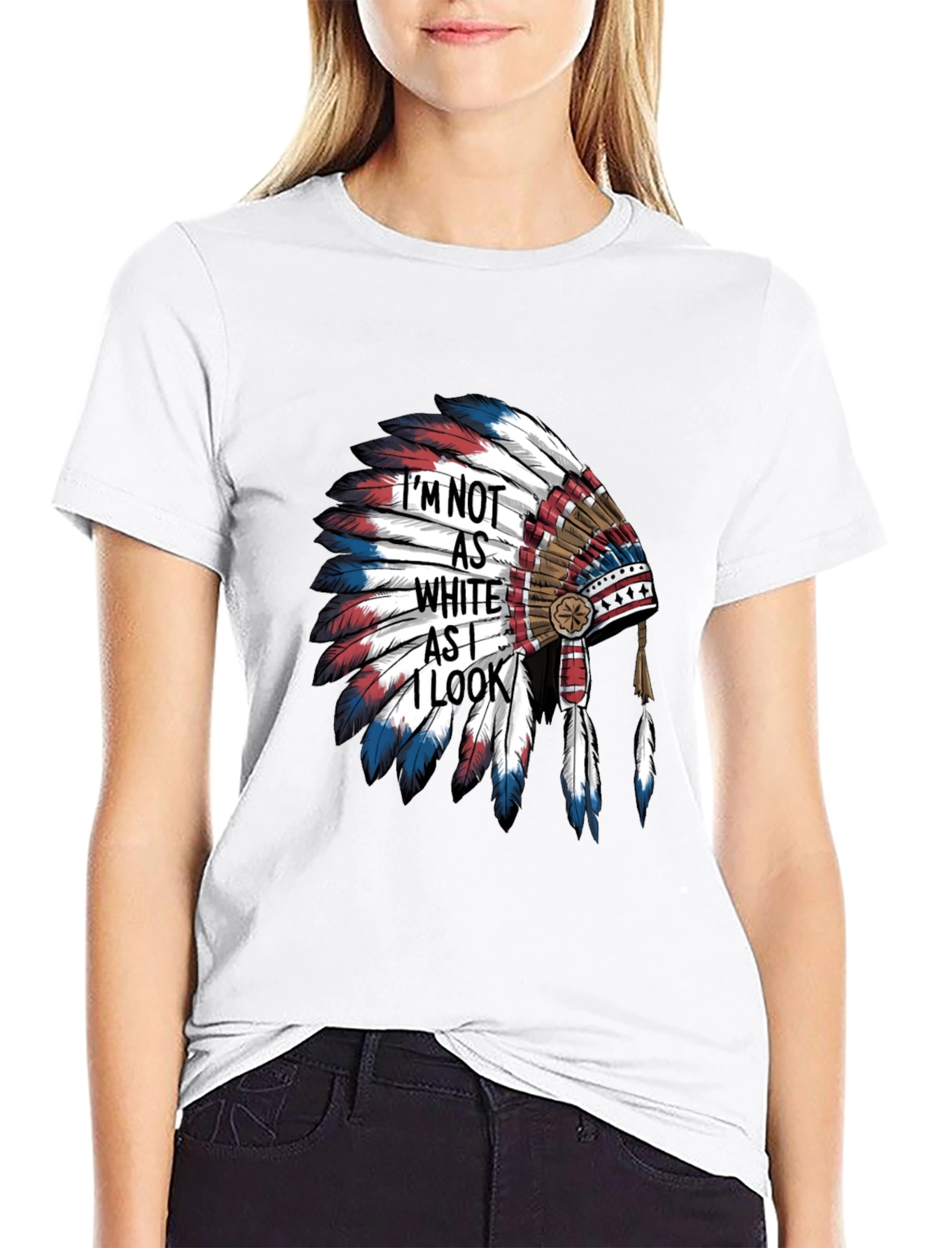 Black Native American Headdress Graphic Tee view 9