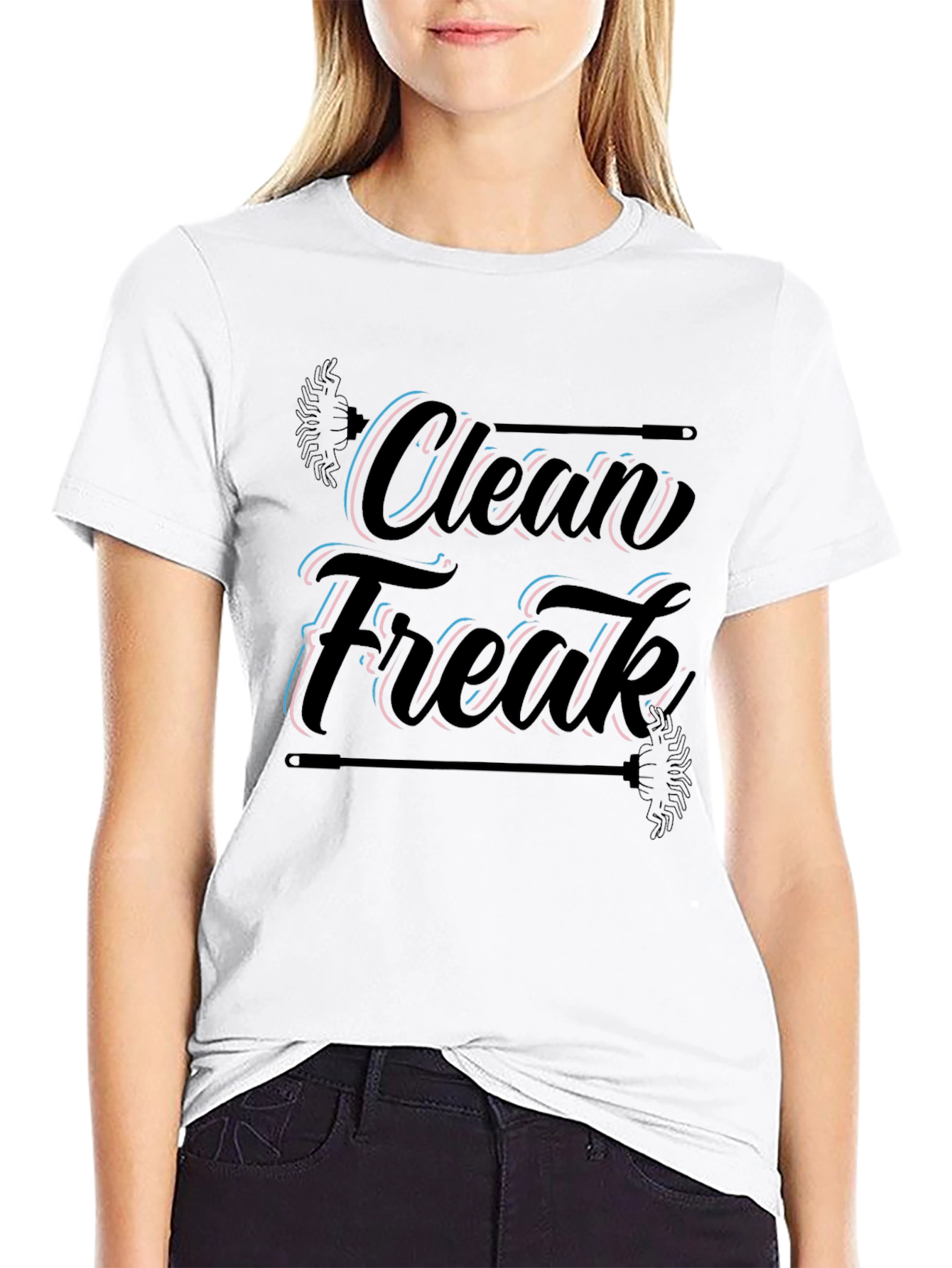 Black Clean Freak Graphic Tee - Black Cotton Blend view 9