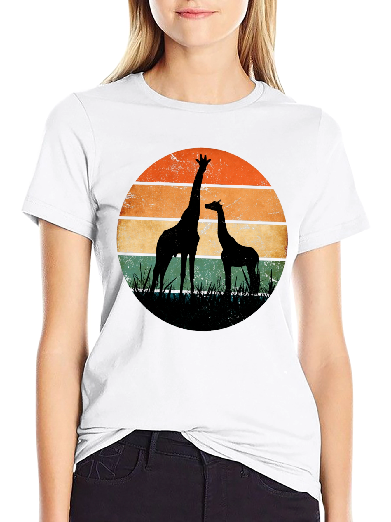 Black Giraffe Sunset Graphic Tee view 9
