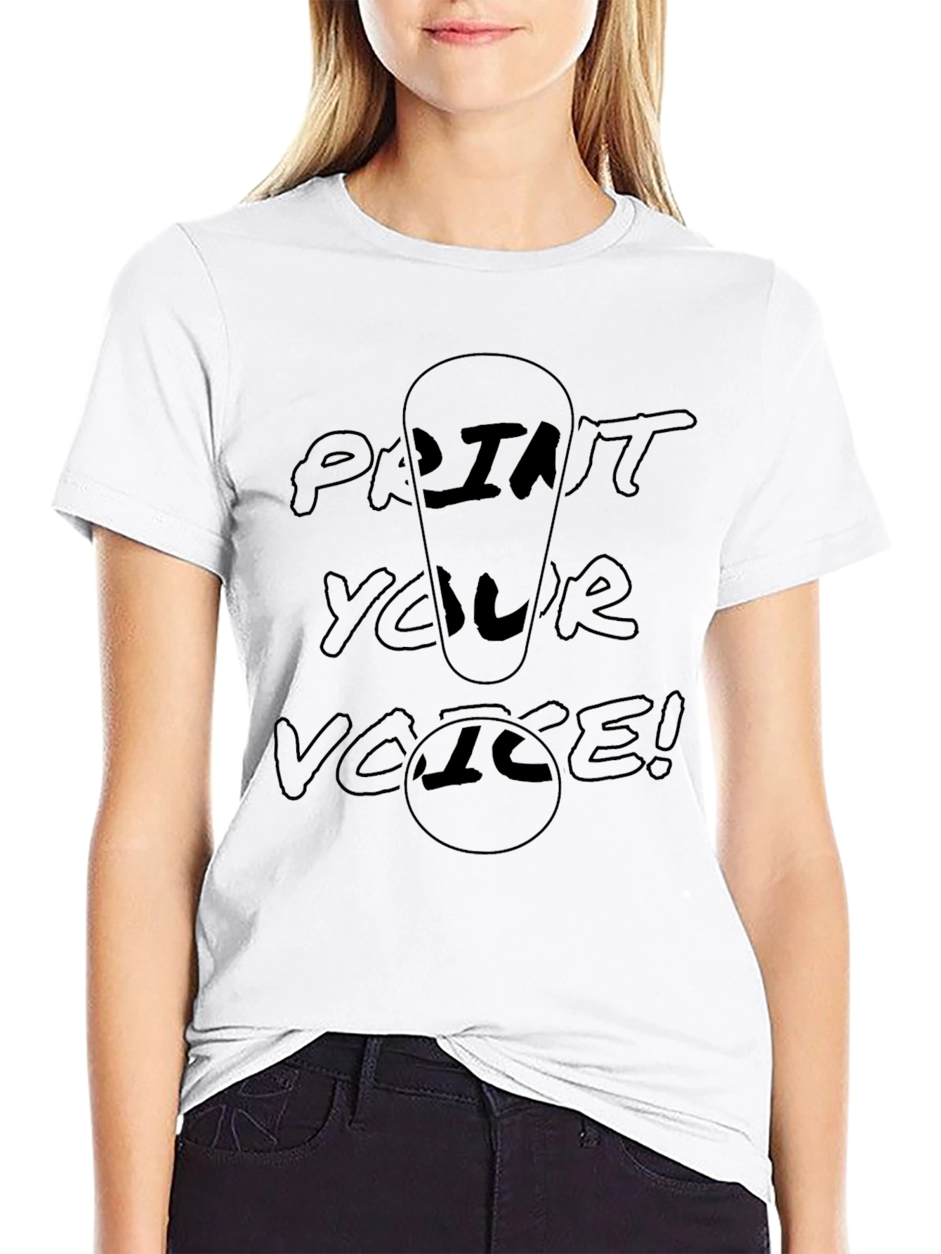 Black Print Your Voice Black T-Shirt view 9