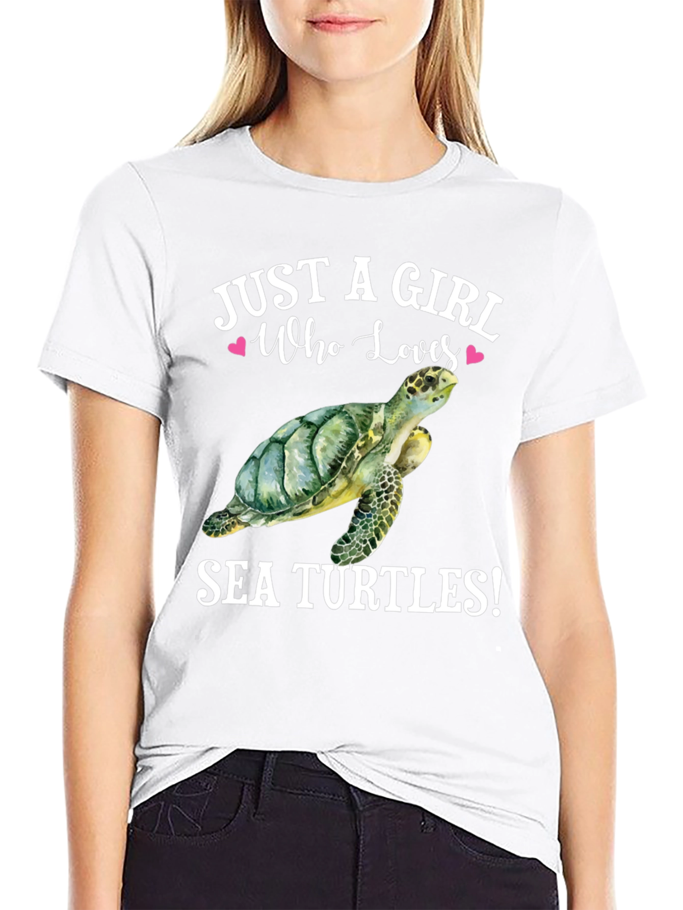 Black Just a Girl Who Loves Sea Turtles T-Shirt view 9