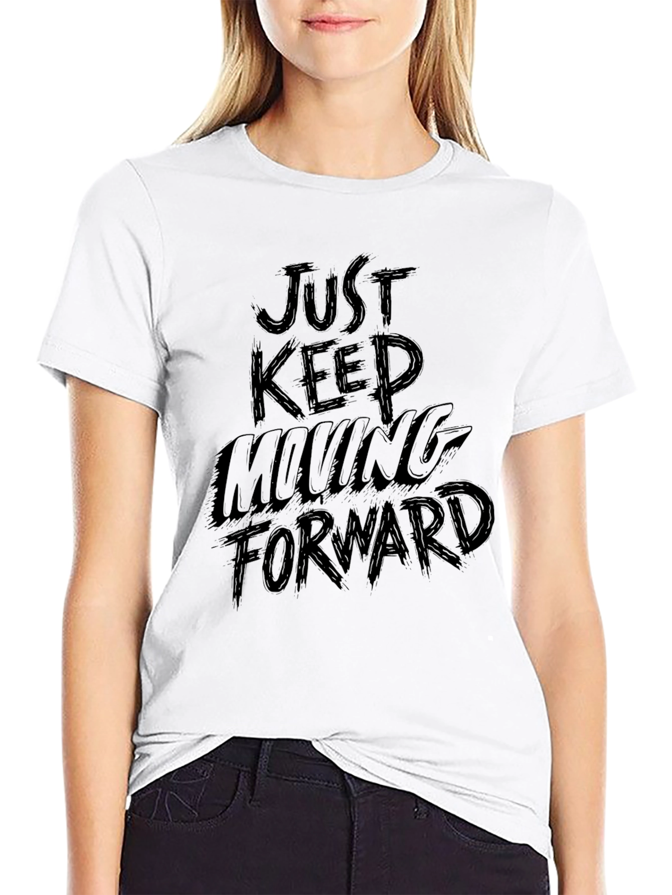 Black Just Keep Moving Forward Graphic Tee - Black view 9