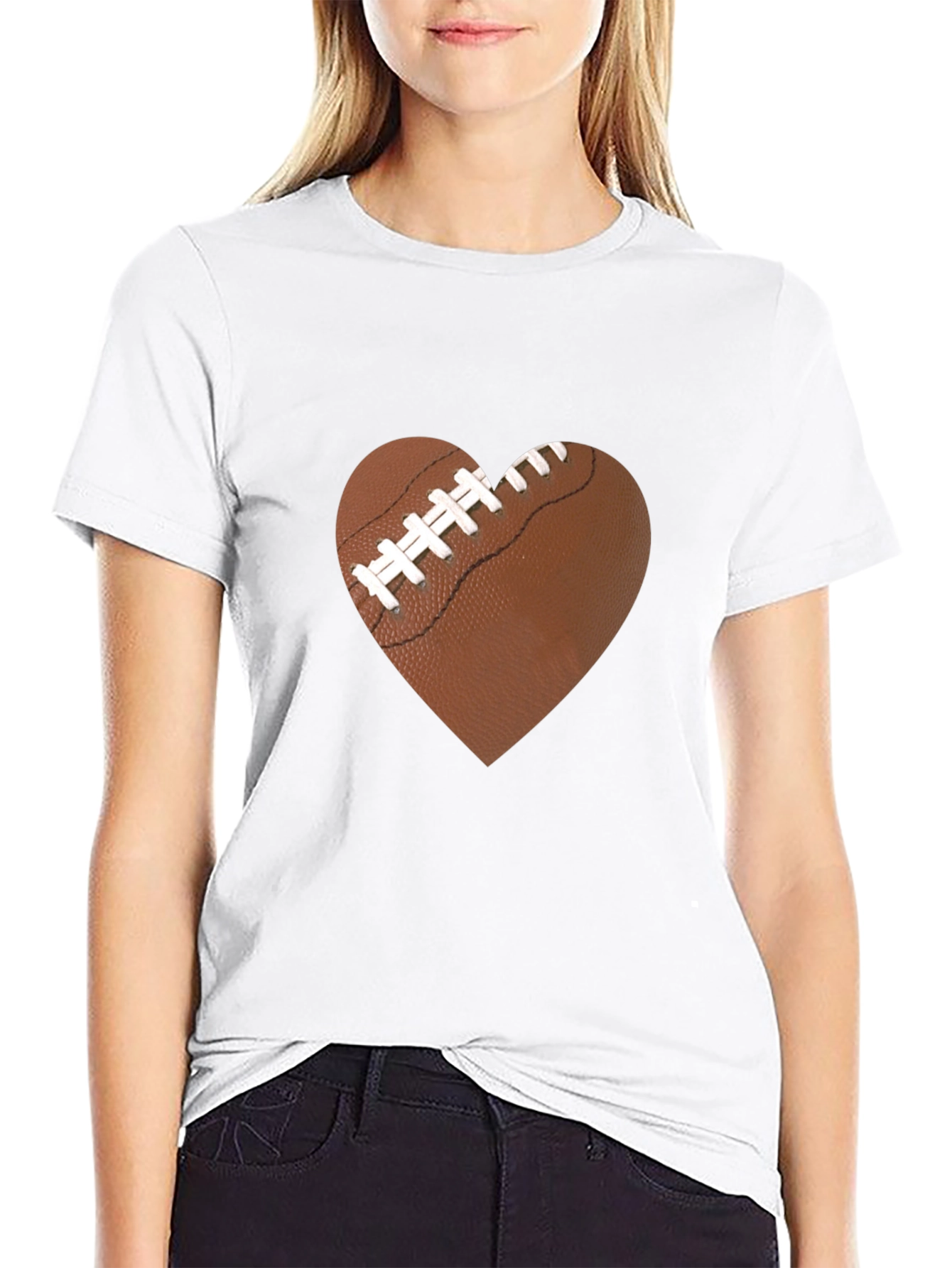Black Football Heart Graphic Tee - Love the Game! view 9