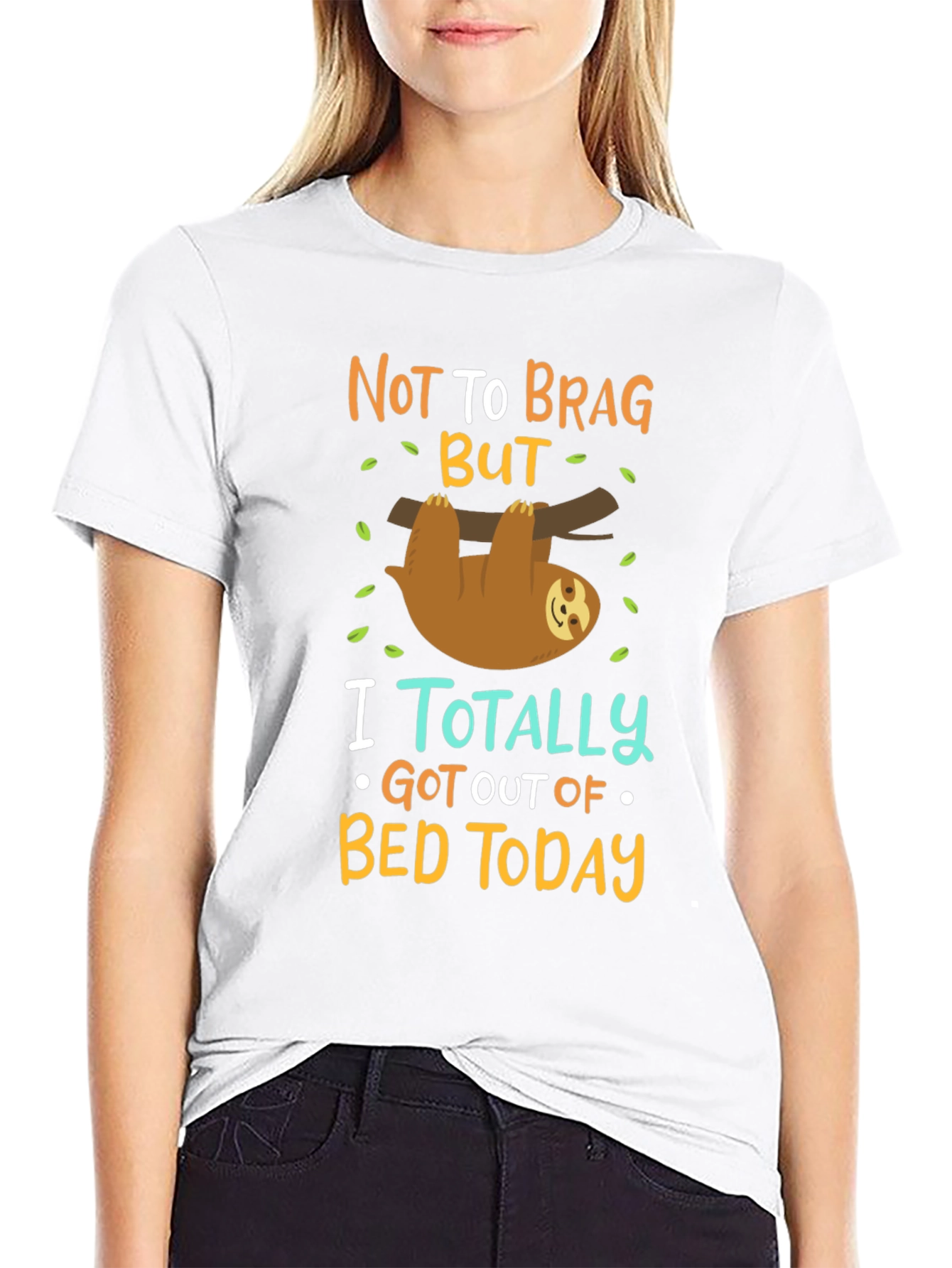 Black Funny Sloth T-Shirt: Not To Brag But... view 9
