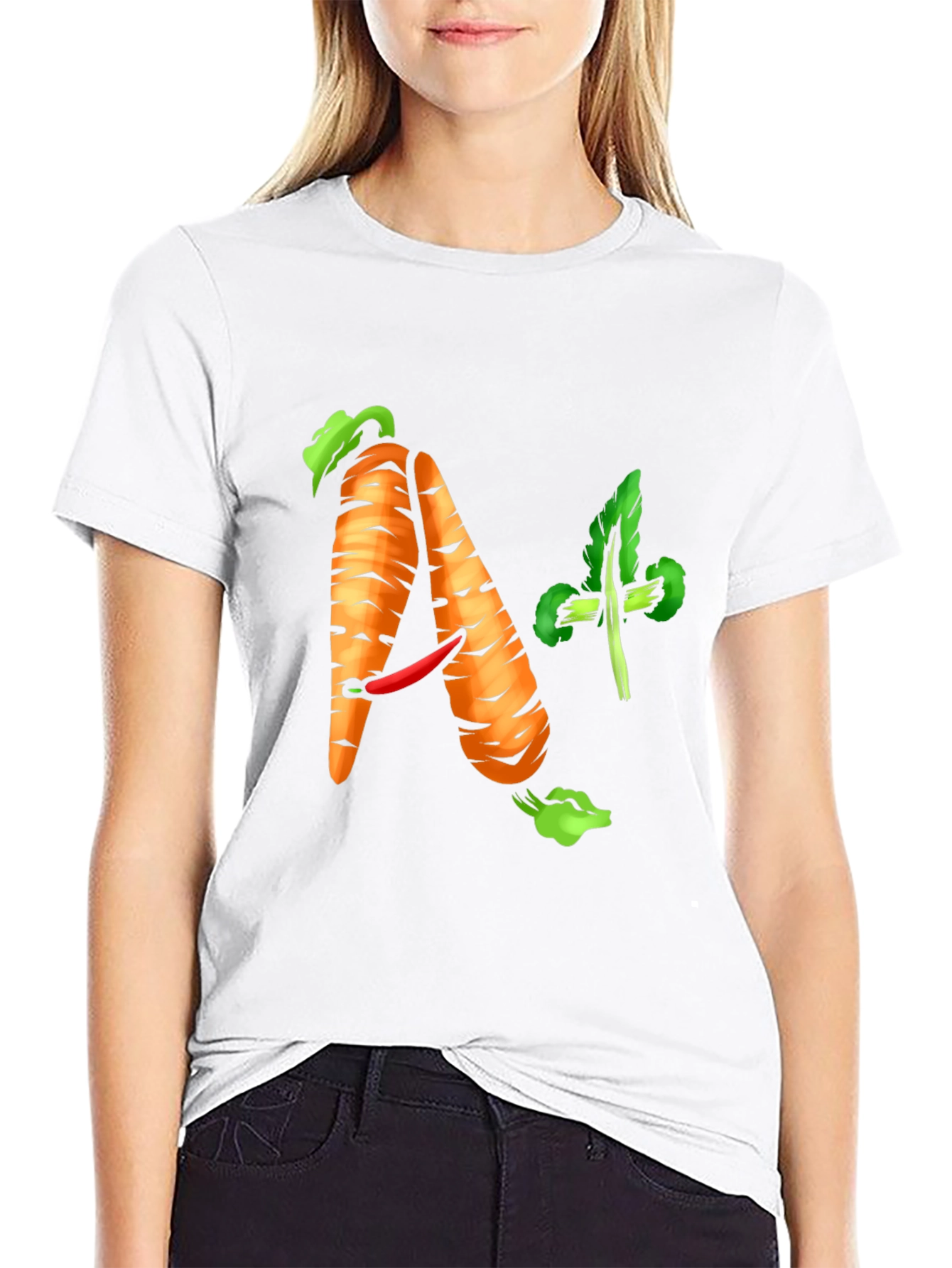 Black A+ Carrot Tee - Healthy & Funny Shirt view 9