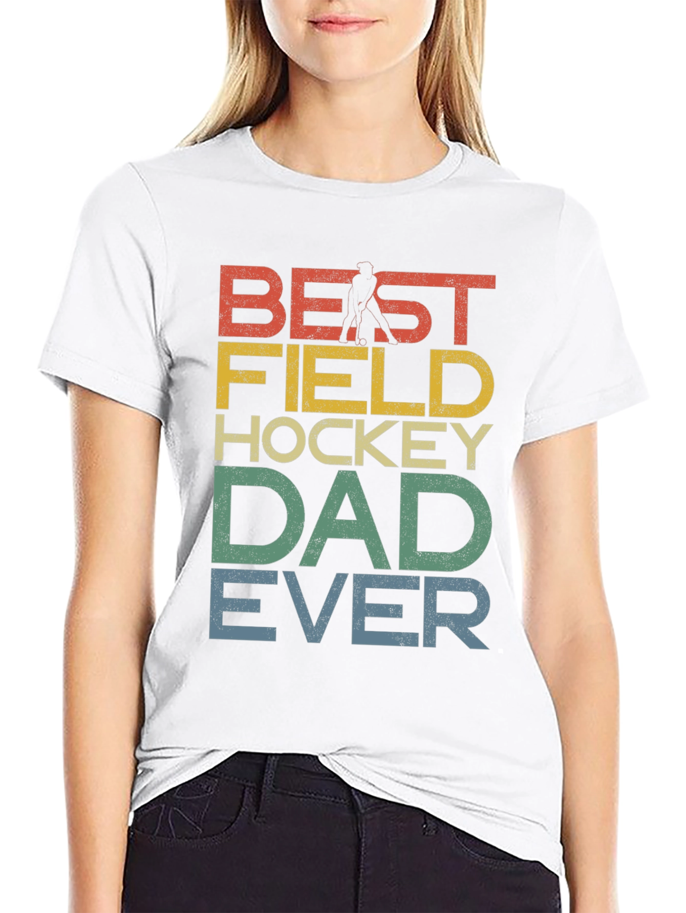 Black Best Field Hockey Dad Ever Graphic T-Shirt view 9