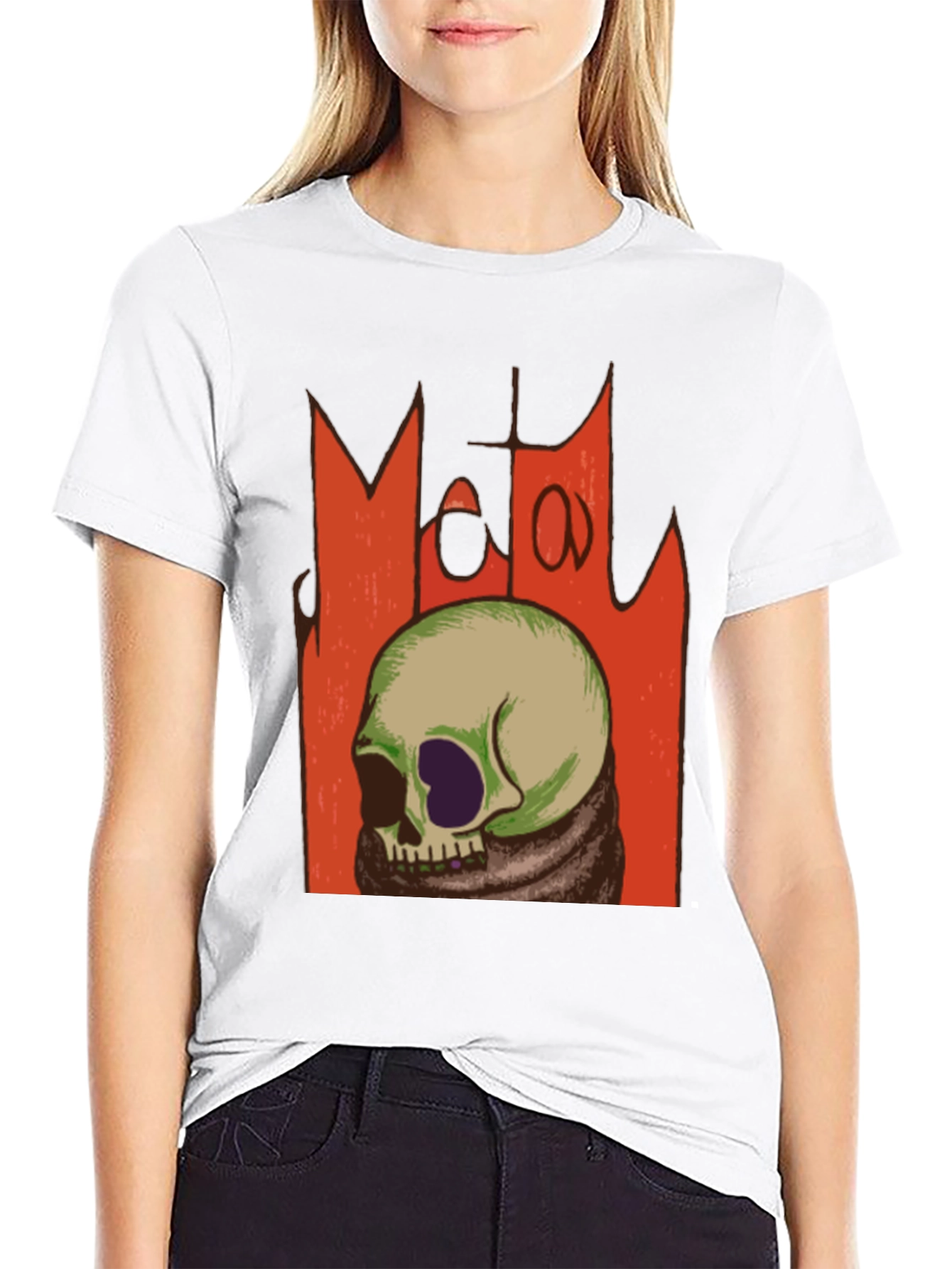 Black Skull Graphic Black T-Shirt - Grunge Metal Aesthetic view 9