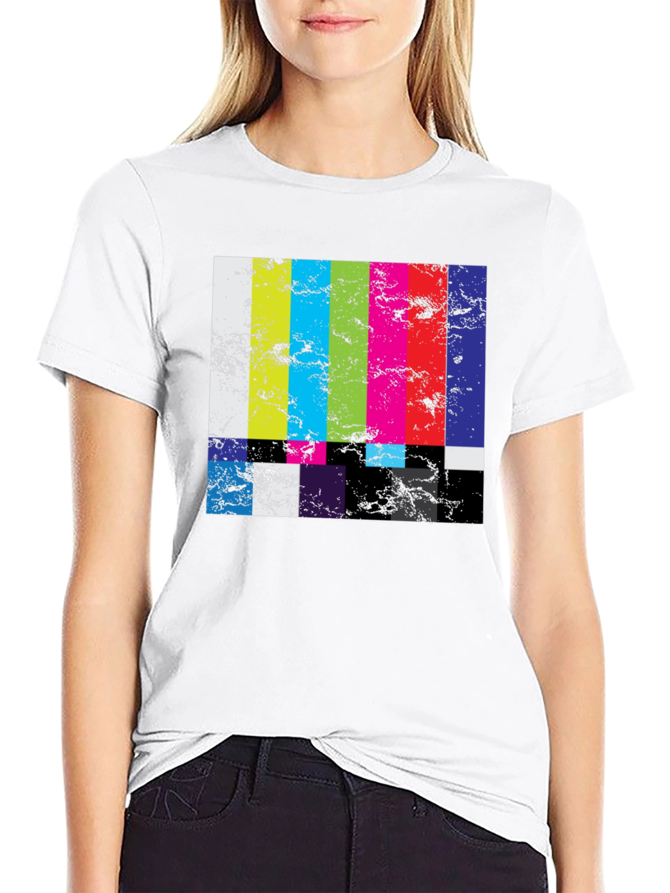 Black Retro TV Test Pattern Graphic Tee - Black view 9