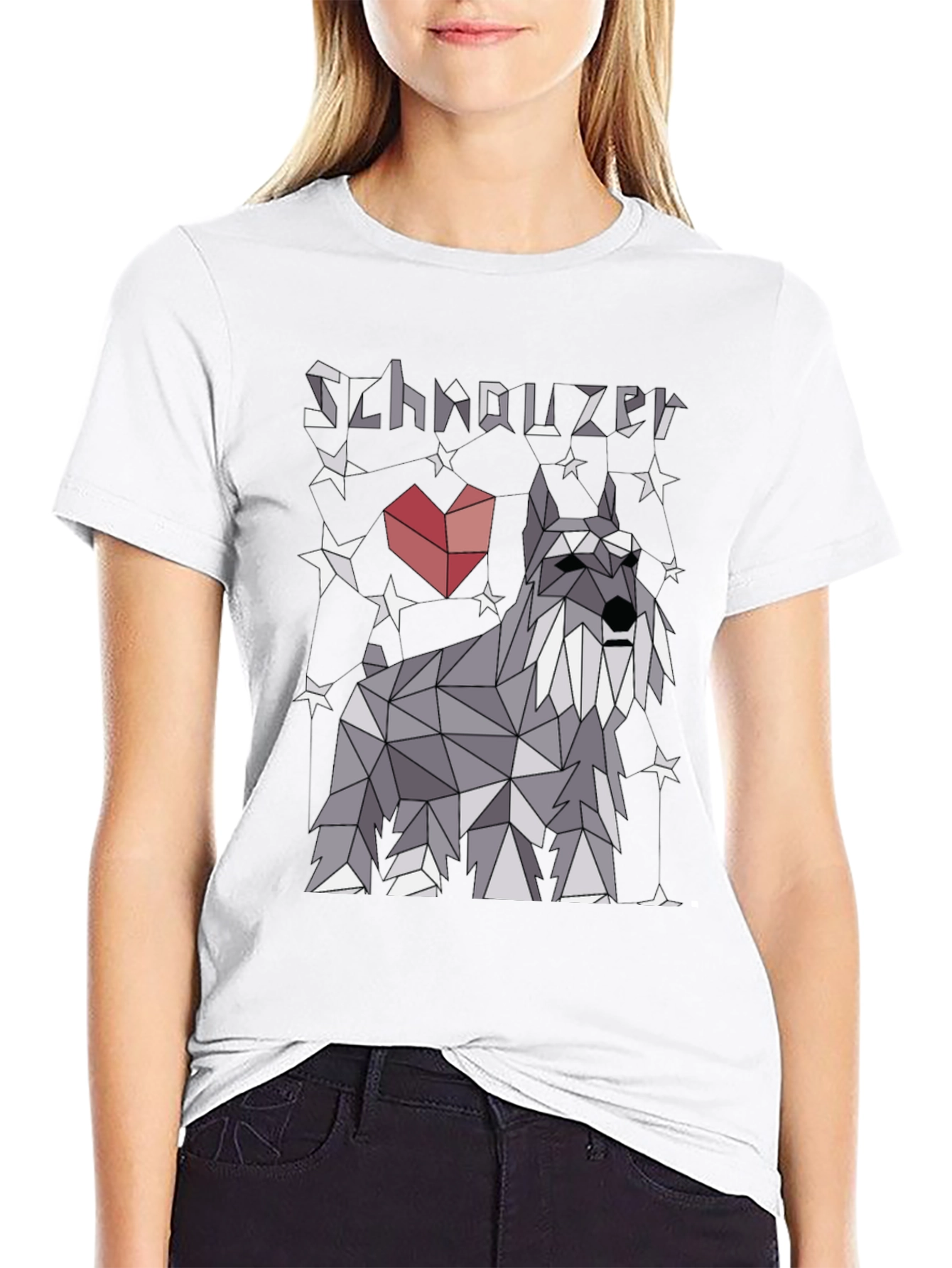 Black Geometric Schnauzer Graphic T-Shirt view 9