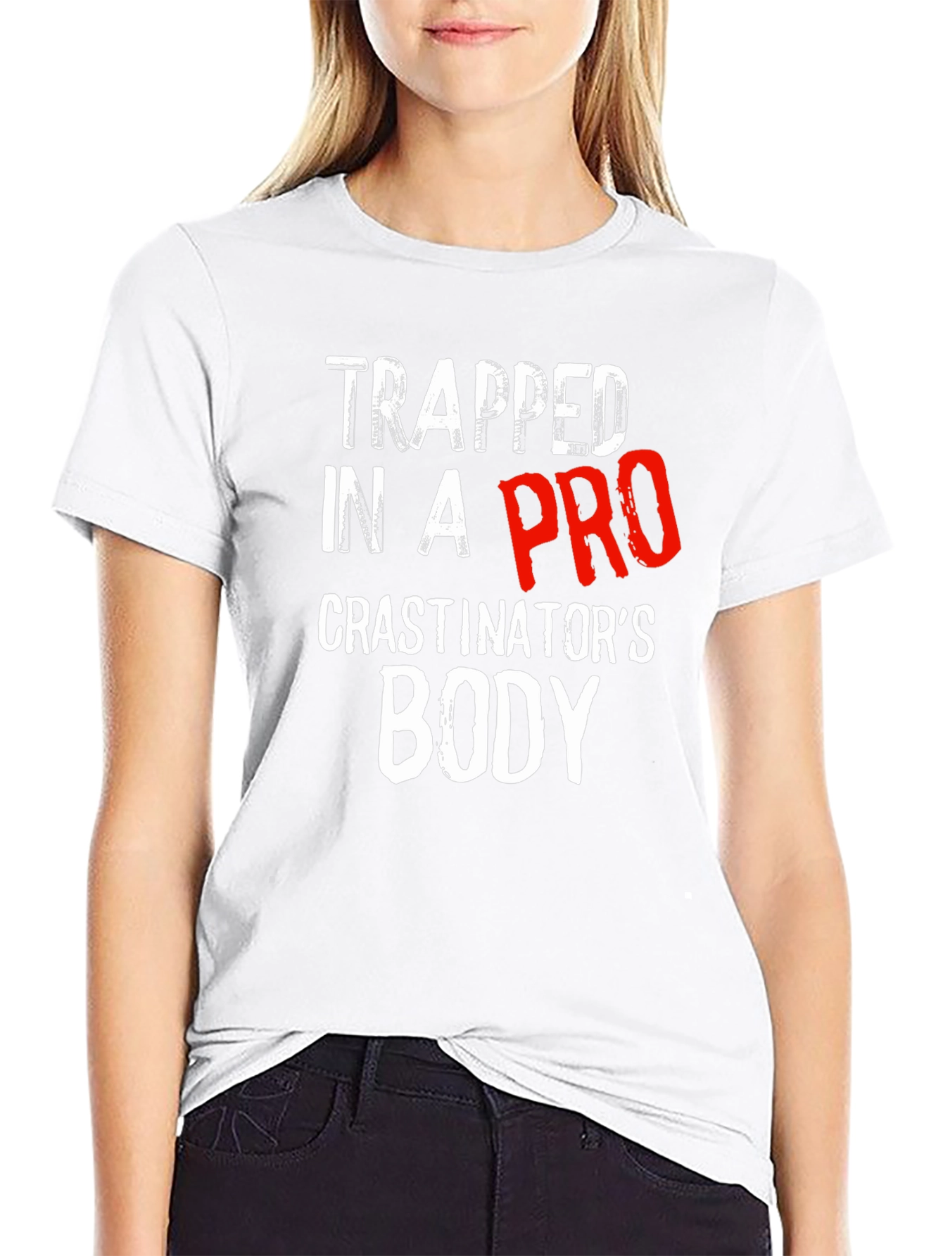 Black Trapped In A Procrastinator's Body T-Shirt Funny view 9
