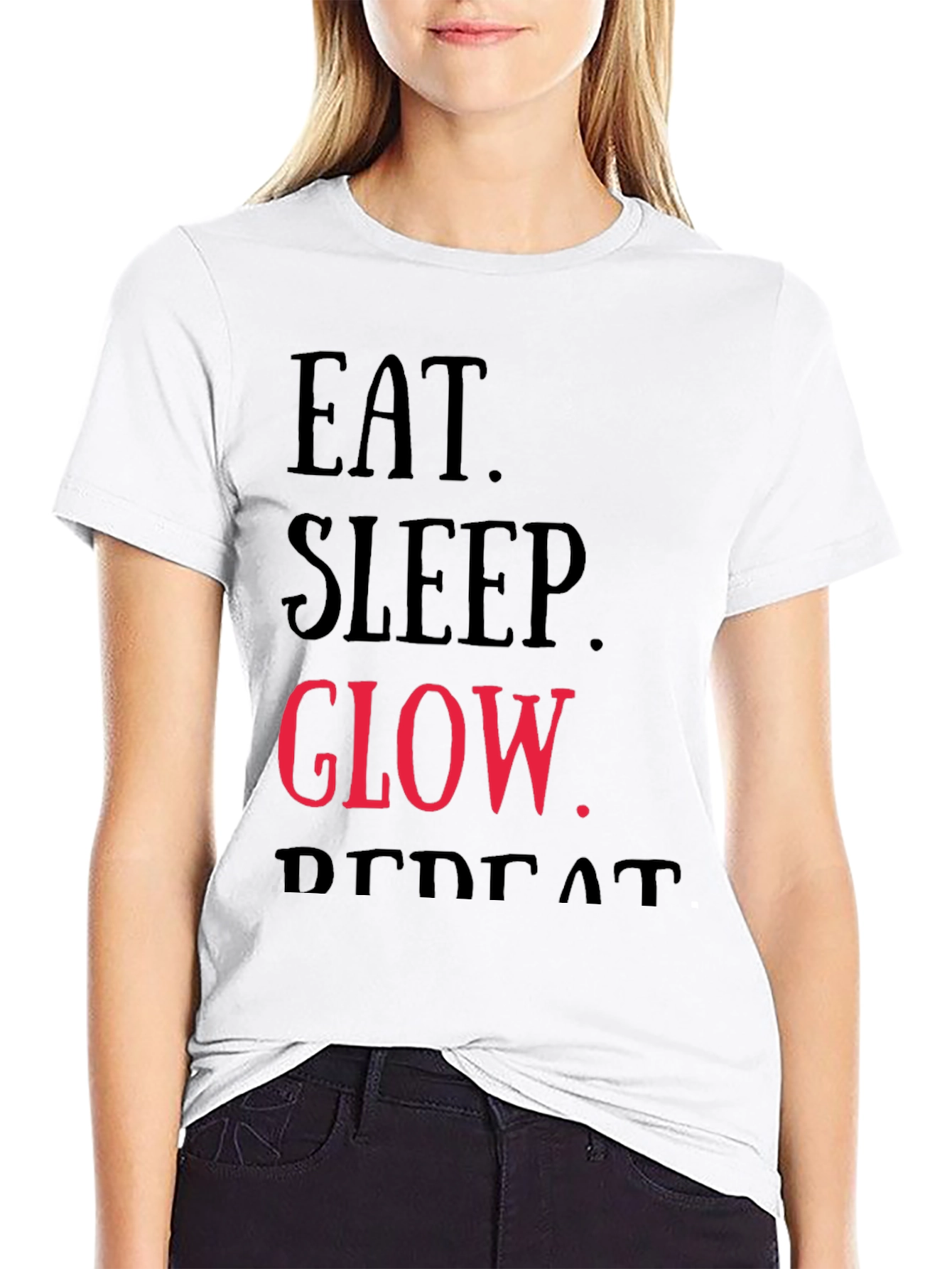 Black Eat, Sleep, Glow, Repeat Graphic T-Shirt view 9