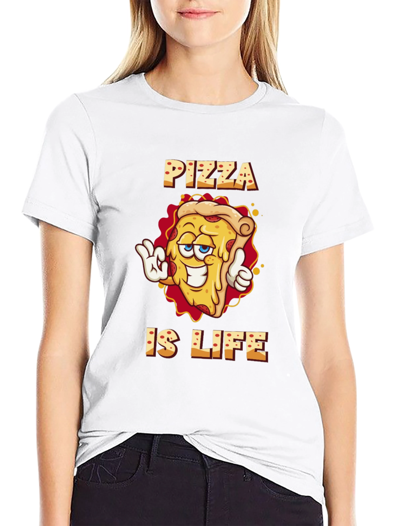 Black Pizza is Life Graphic Black T-Shirt view 9