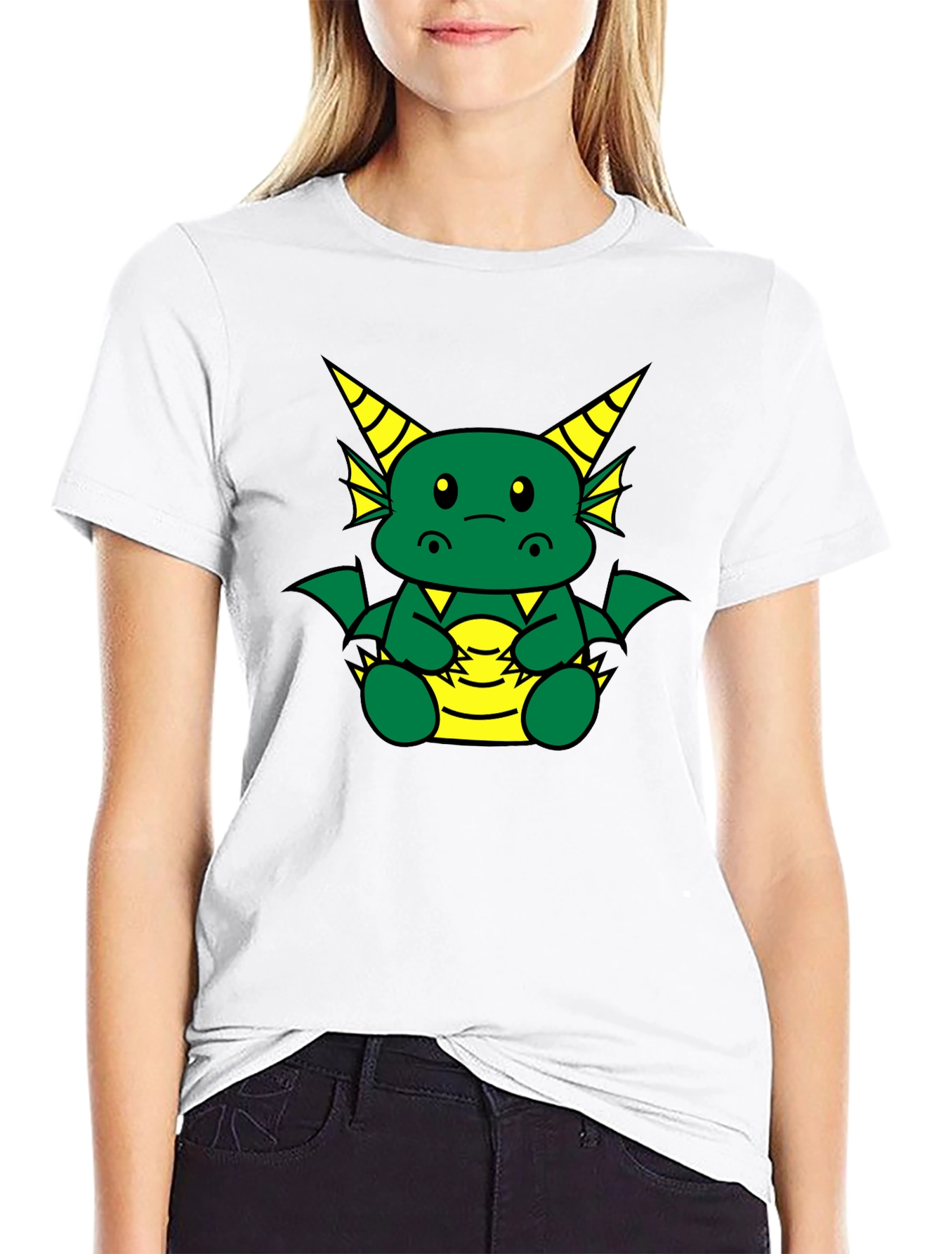 Black Cute Dragon Graphic T-Shirt - Black view 9