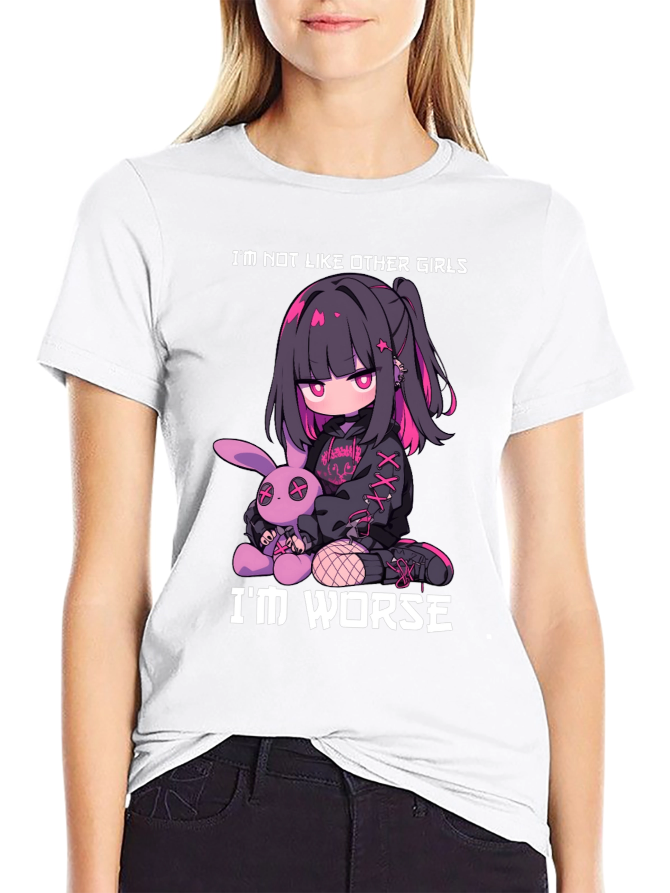 Black I'm Not Like Other Girls - Goth Anime T-Shirt view 9