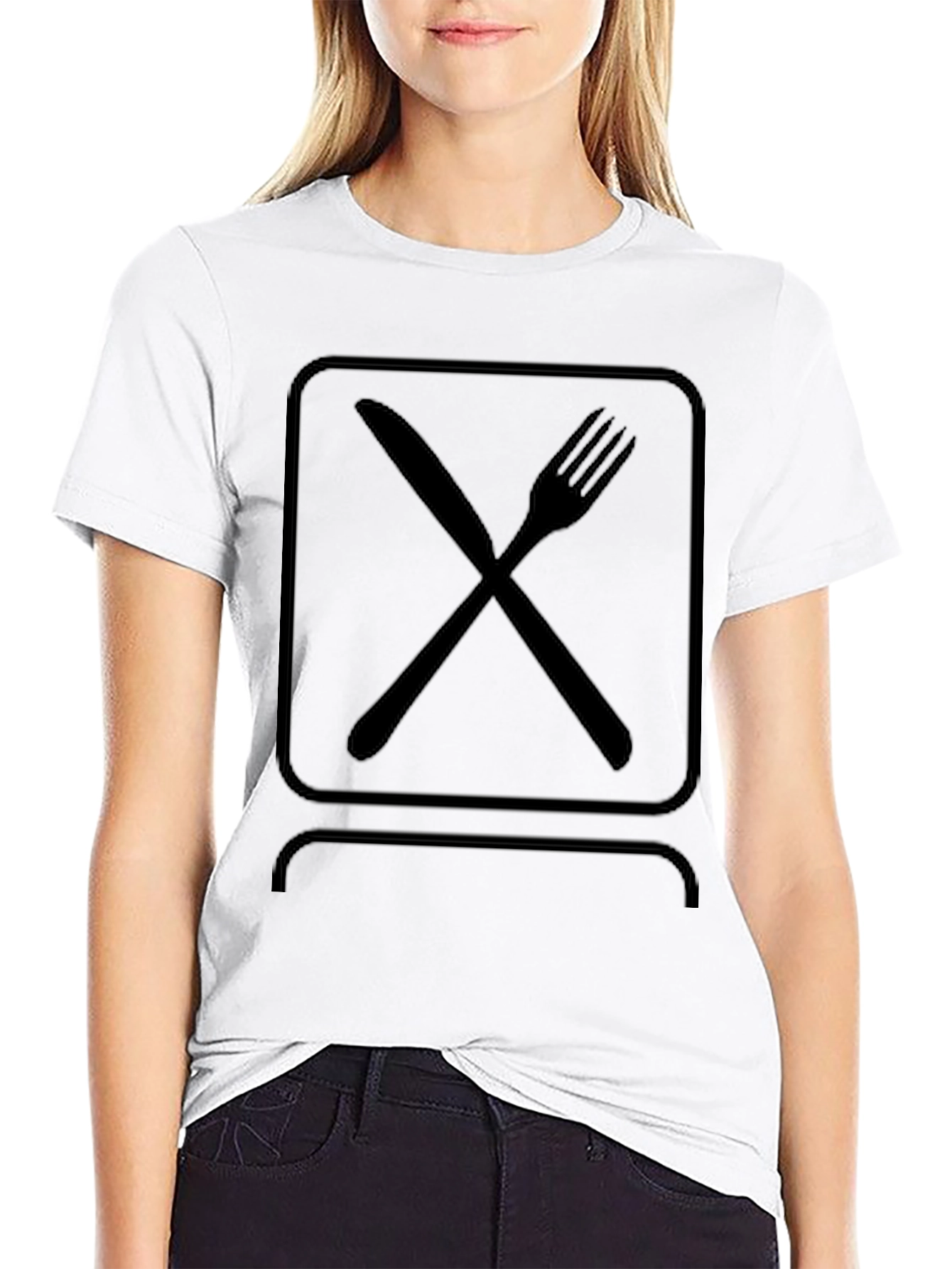 Black Fork and Knife Graphic Tee - Black Casual Style view 9