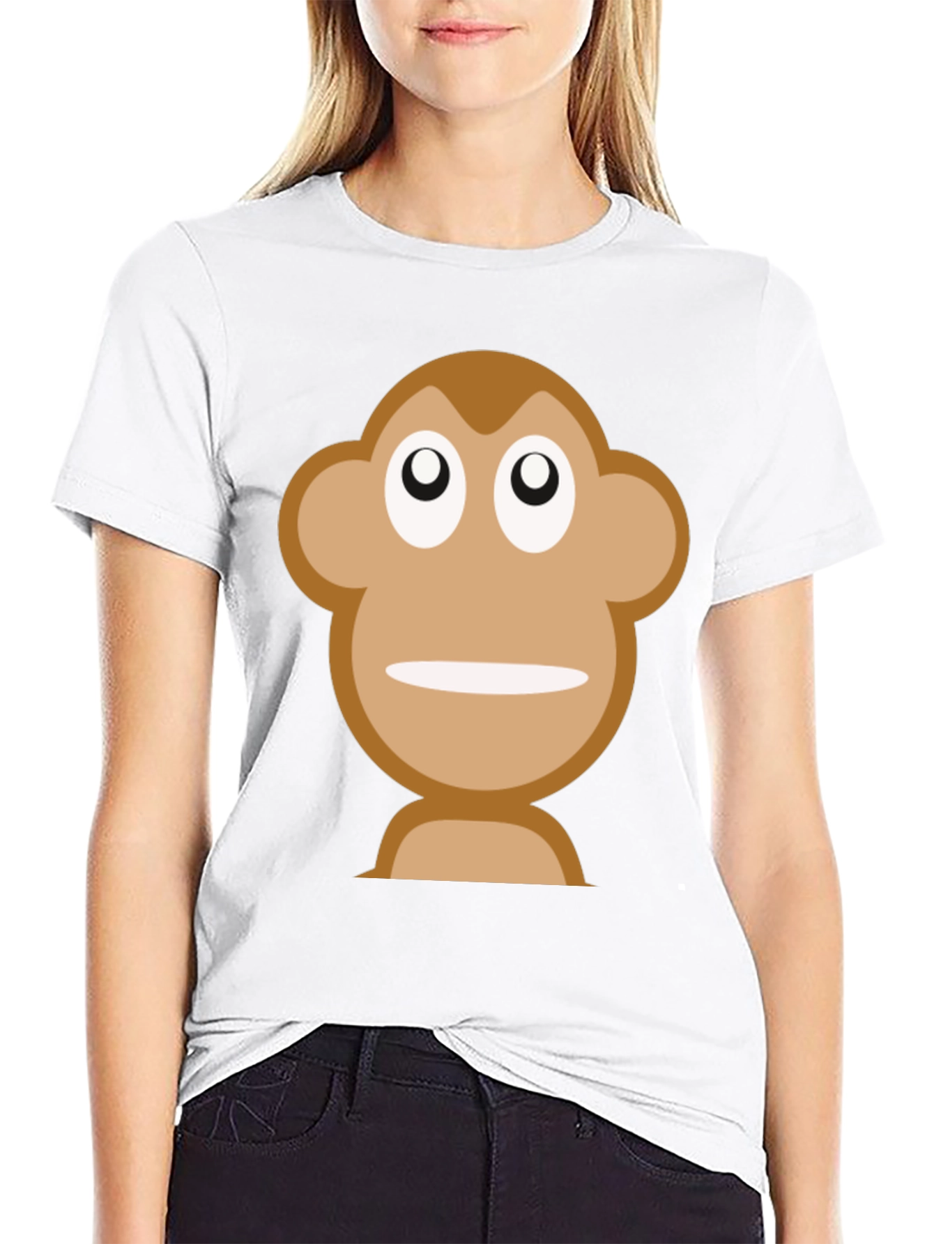 Black Funny Monkey Face Graphic Black T-Shirt view 9