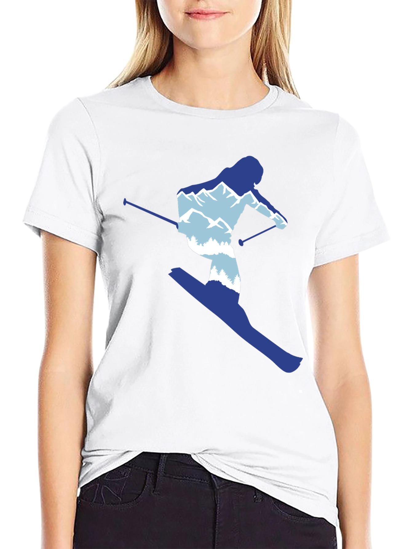 Black Skier Graphic Tee - Mountain Lover's T-Shirt view 9