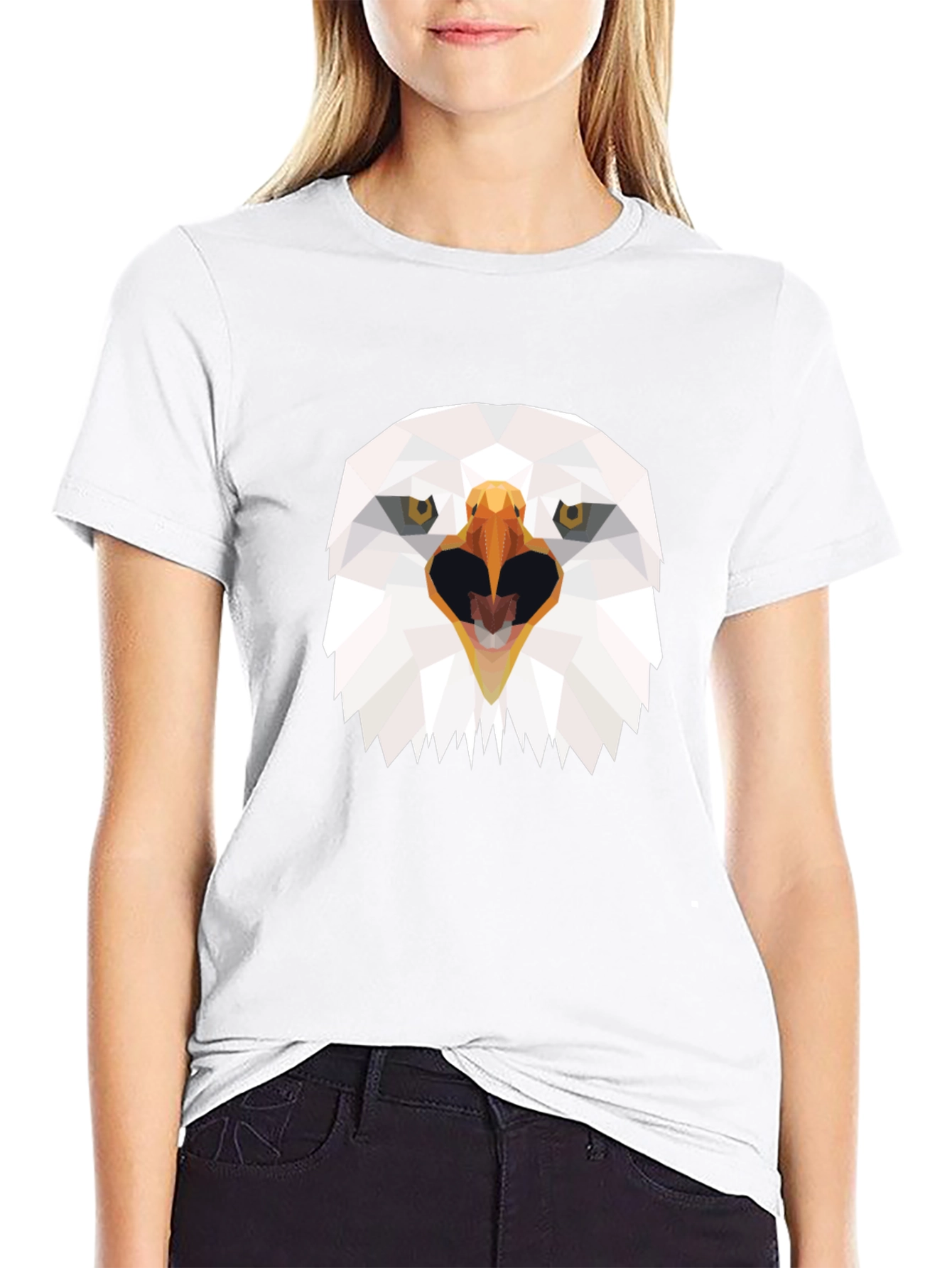 Black Geometric Eagle Graphic T-Shirt - Bold Black Tee view 9