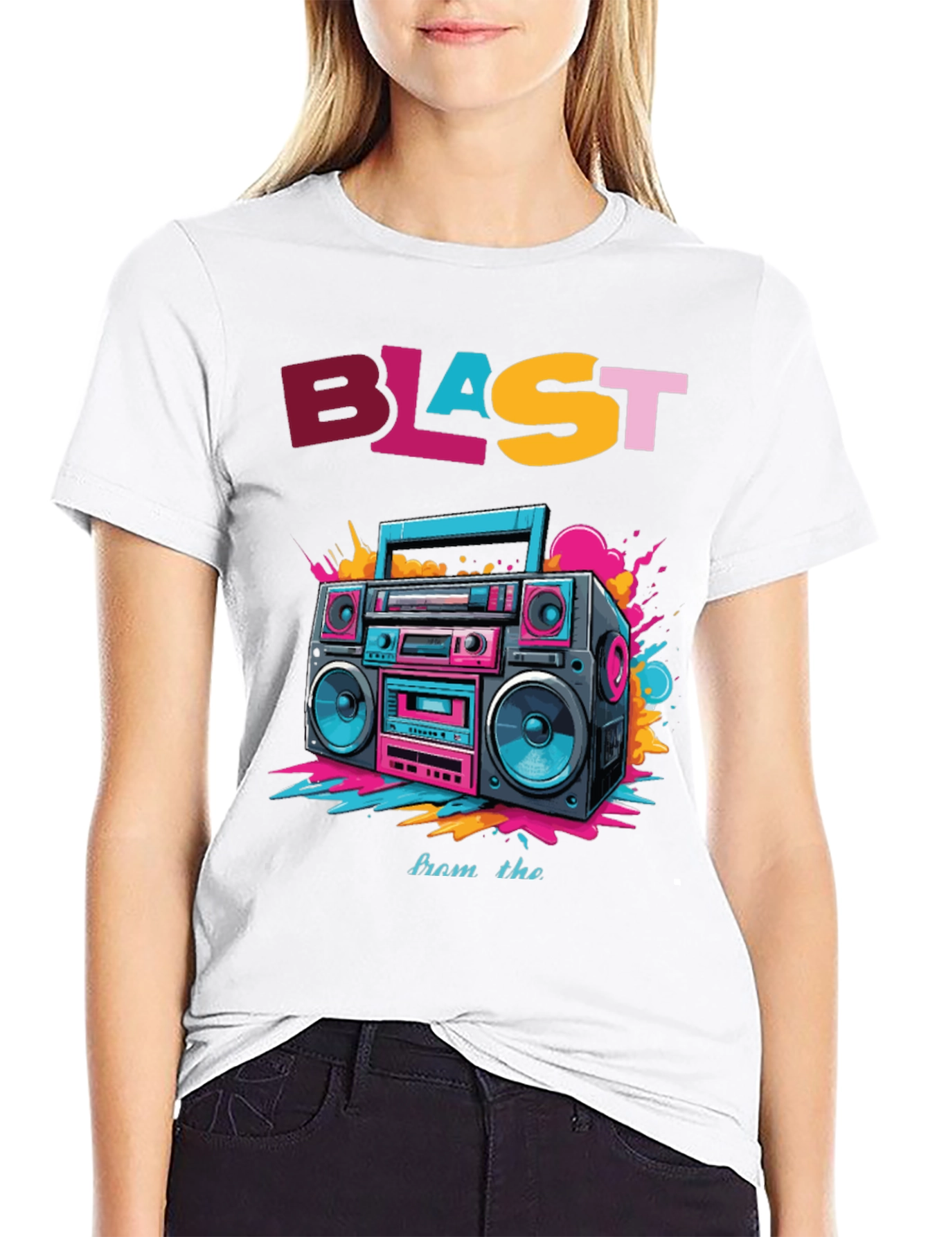 Black Retro Boombox Graphic Tee - Blast from the Past! view 9