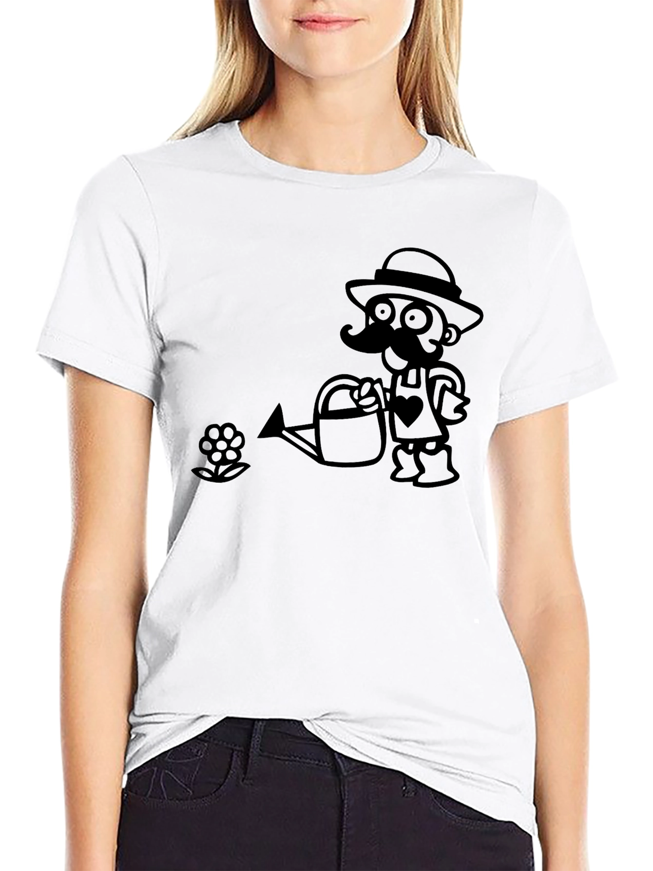 Black Gardener Cartoon Black T-Shirt view 9