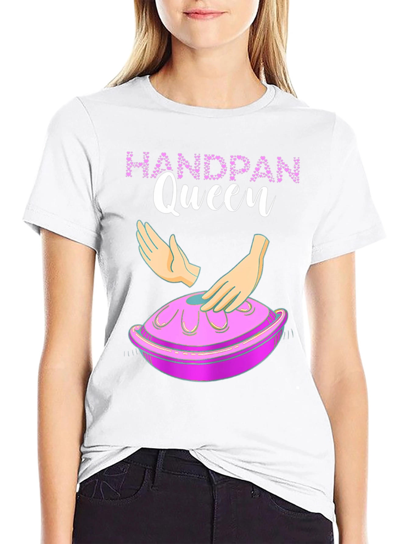 Black Handpan Queen Graphic Tee - Musical Instrument T-Shirt view 9
