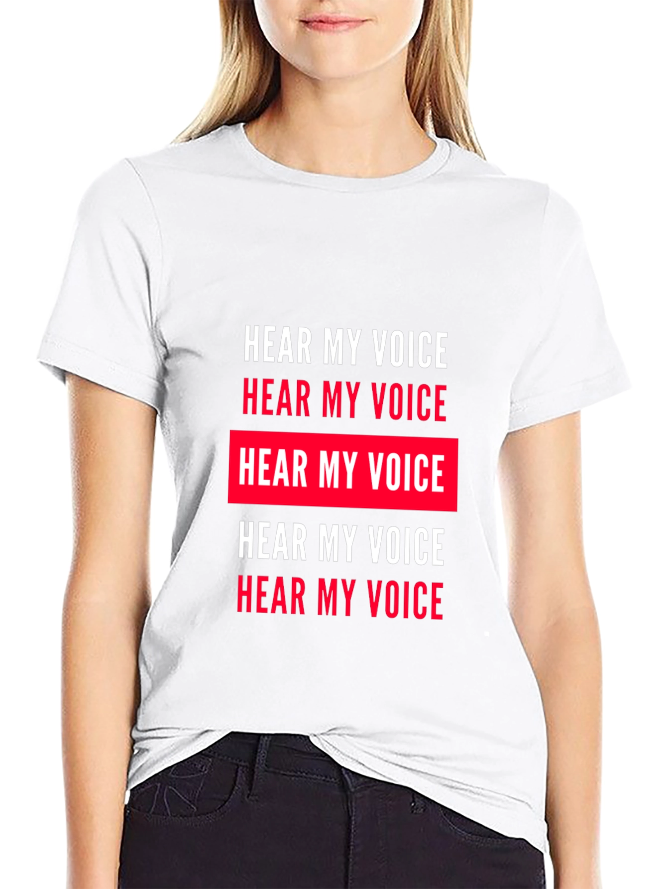 Black Hear My Voice T-Shirt - Statement Tee view 9